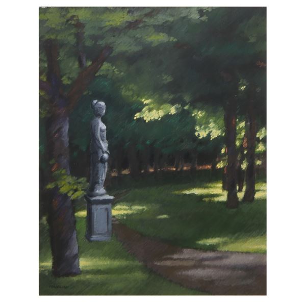 Carlo  Maiolini - Giardino con statua