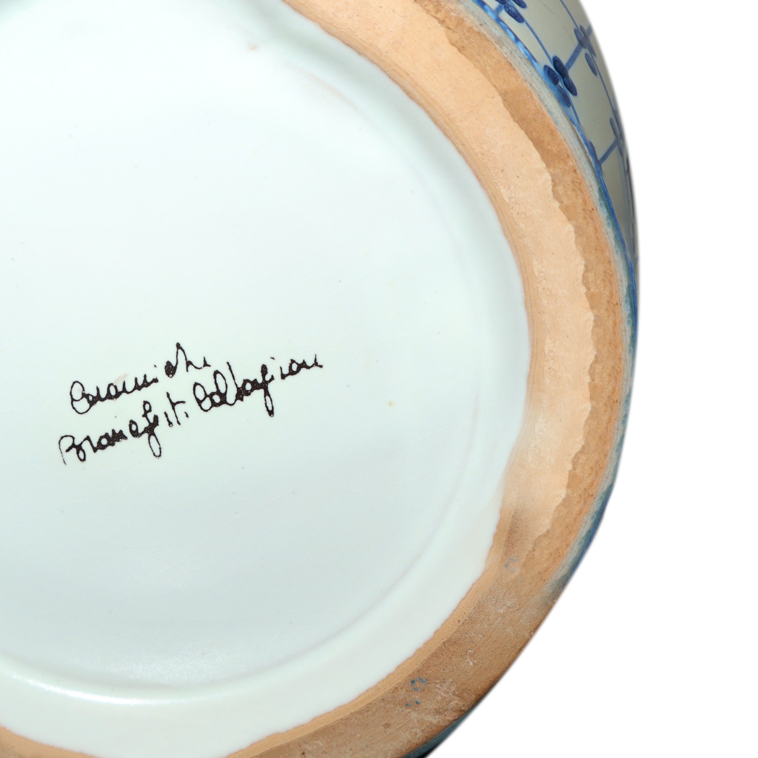 Versatoio in Maiolica di Caltagirone Dipinto Policromo nei Toni Dell'azzurro