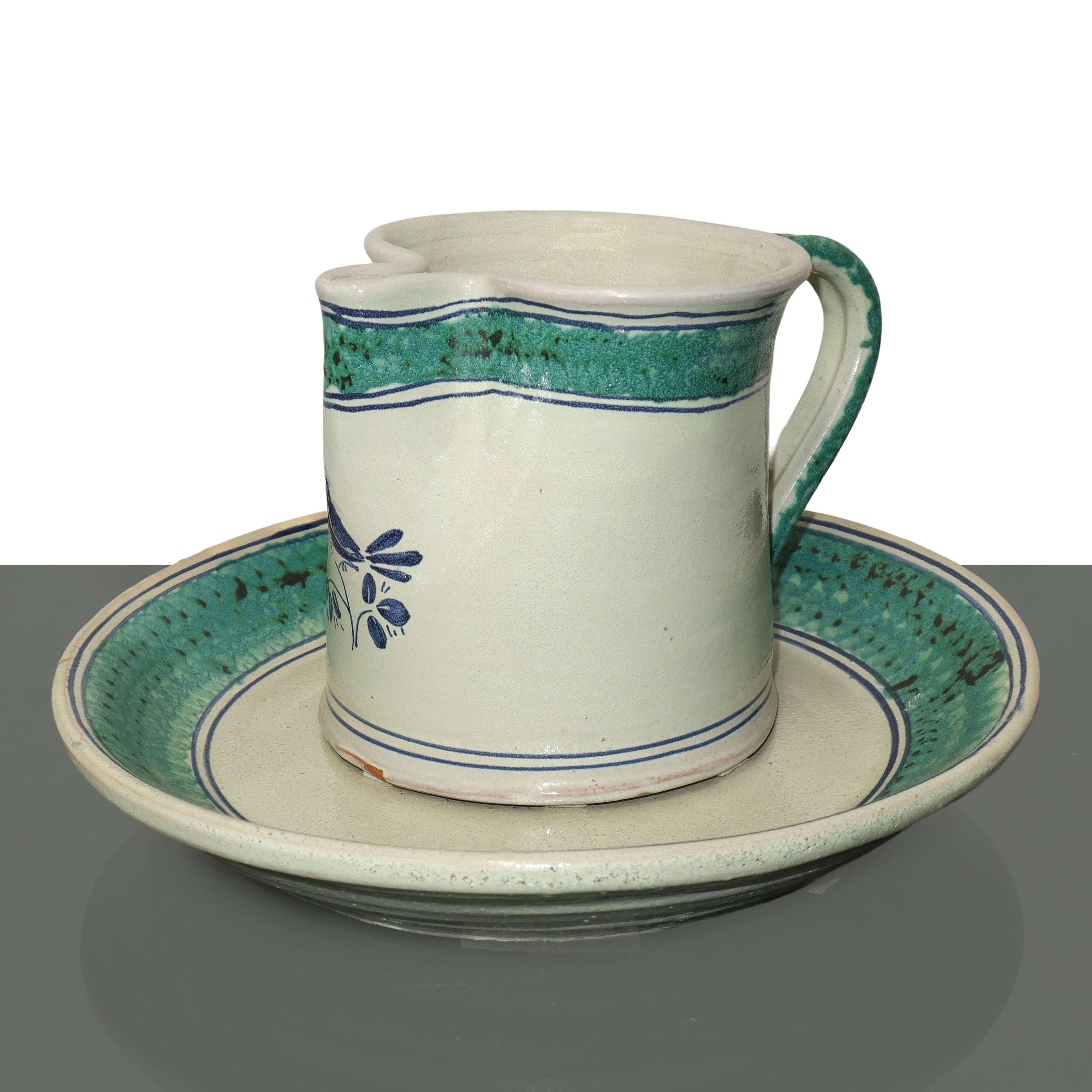 Alessi Ceramiche - Versatotoio in Maiolica di Caltagirone con Uccellino sul Fronte con Piatto in ...