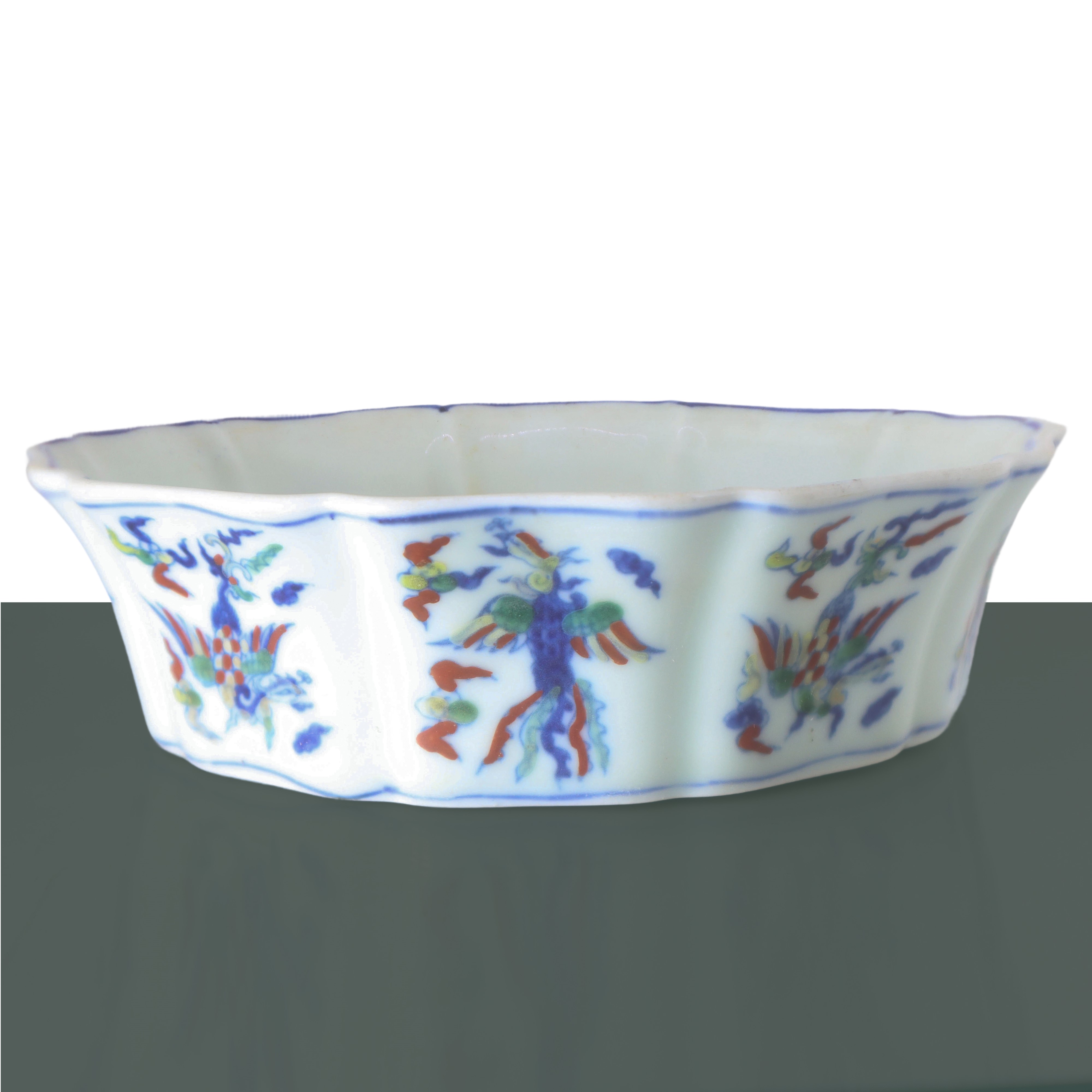 Lavapennelli cinese in ceramica policroma