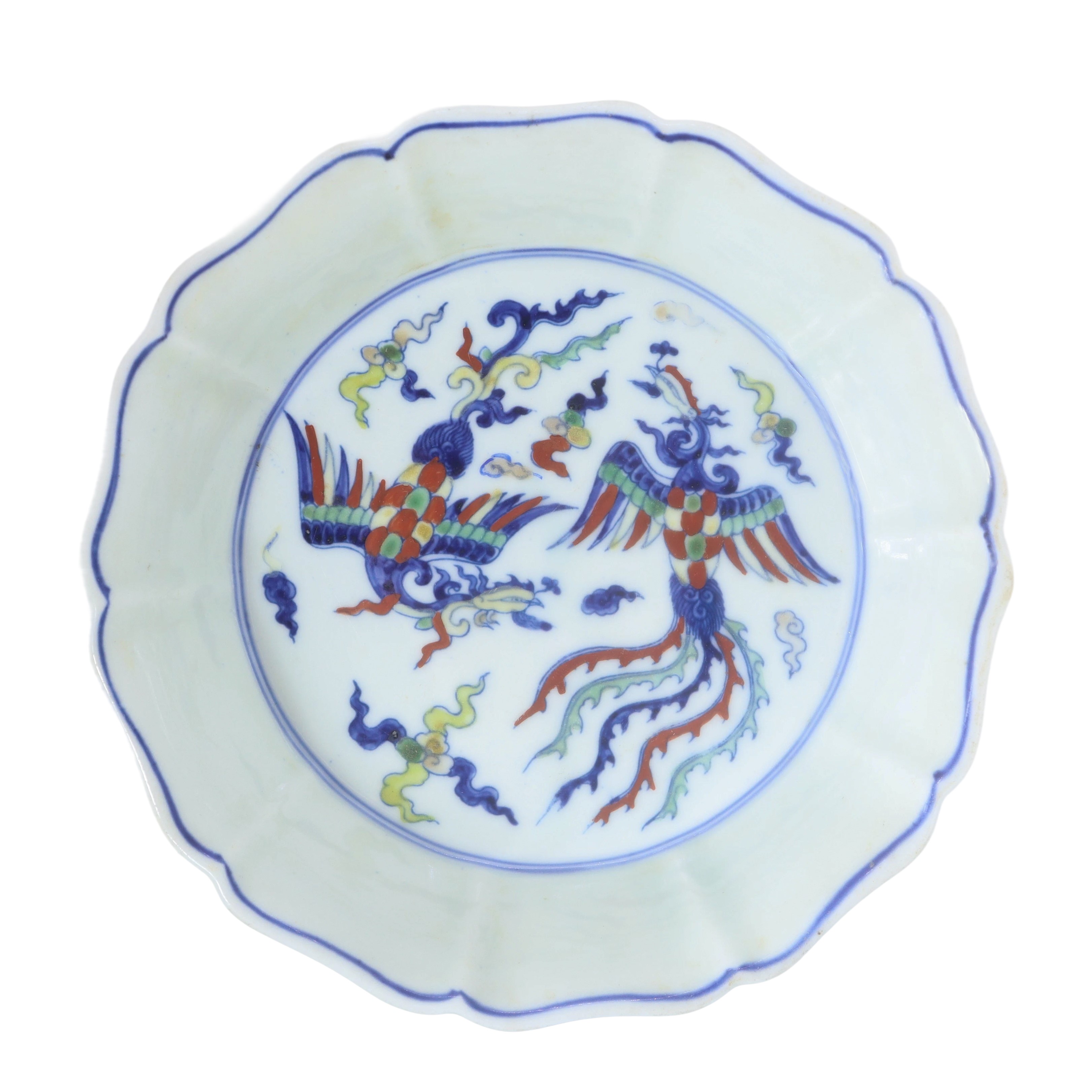 Lavapennelli cinese in ceramica policroma