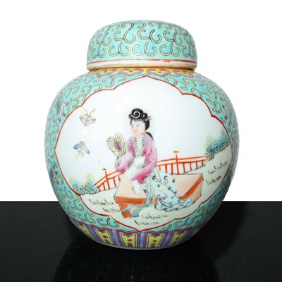Poutiche Cloisonnet Portazenzero con Scene di Genere sul Fronte e sul Retro