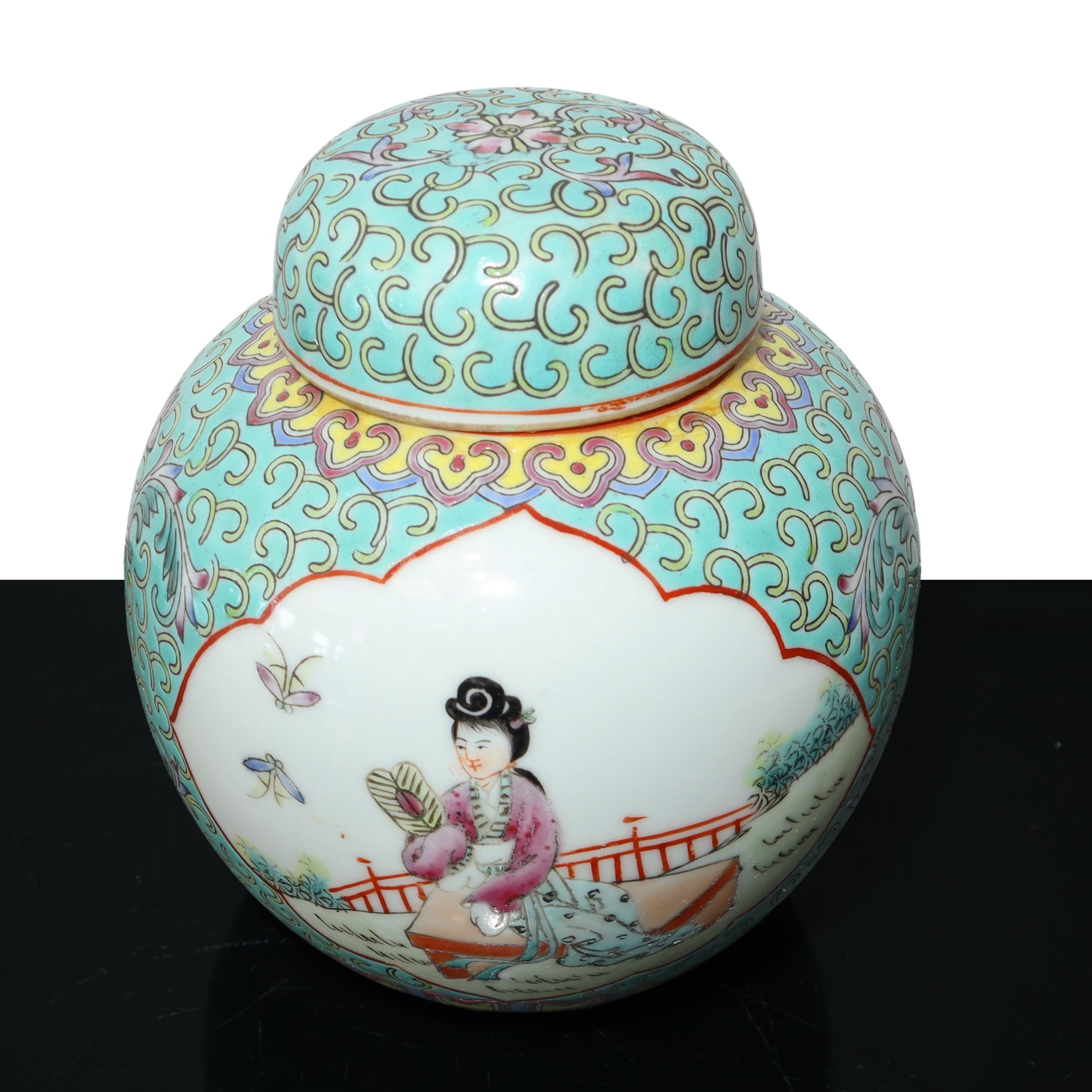 Poutiche Cloisonnet Portazenzero con Scene di Genere sul Fronte e sul Retro