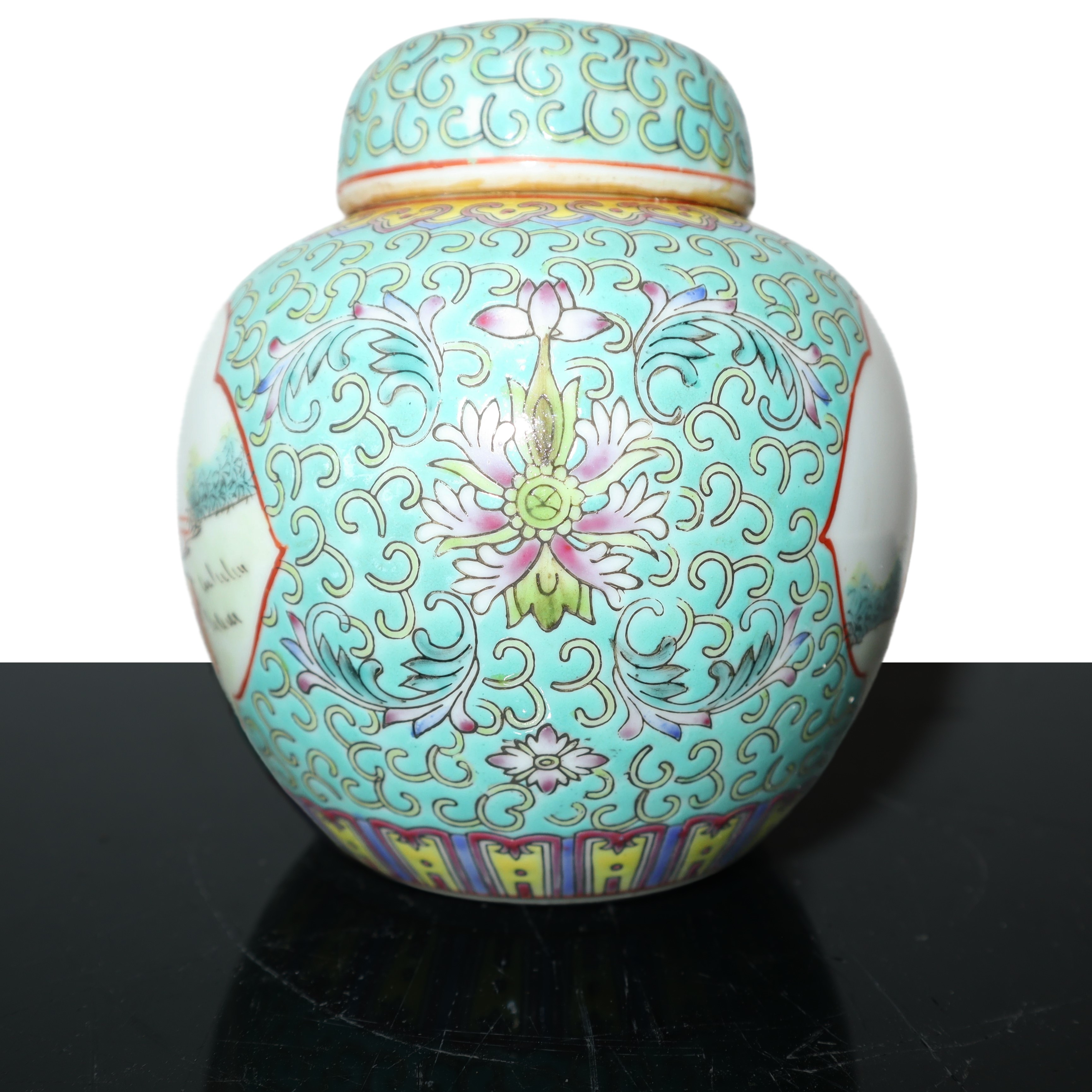 Poutiche Cloisonnet Portazenzero con Scene di Genere sul Fronte e sul Retro