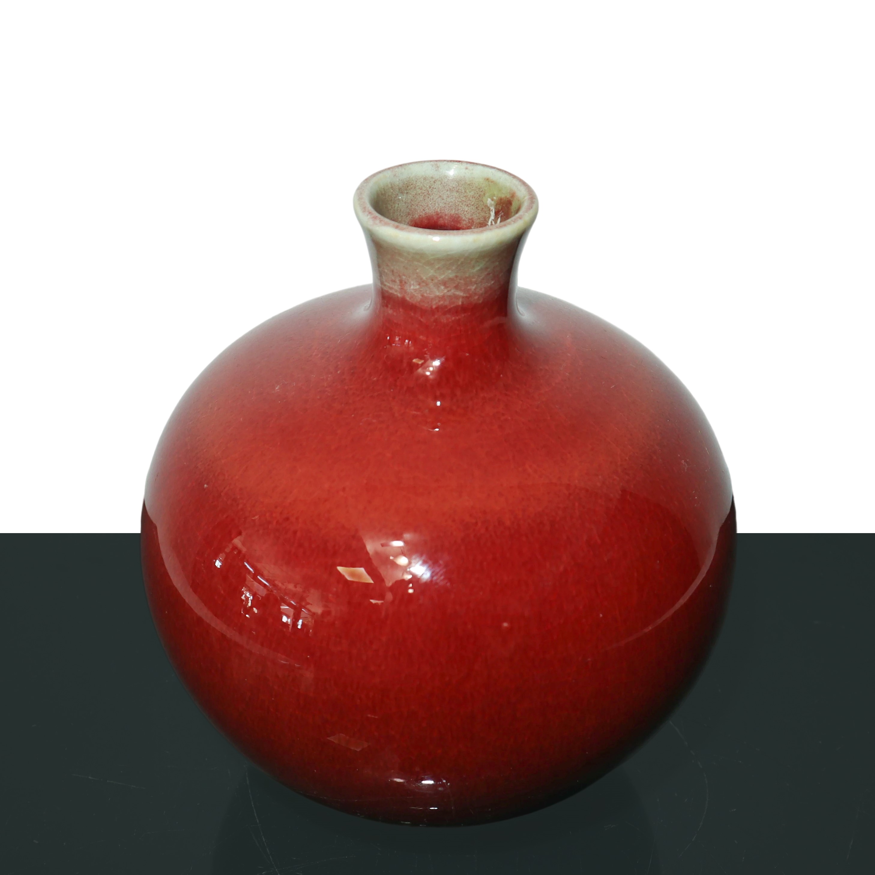 Vaso Cinese Rosso Sangue di Bue a Forma di Mela