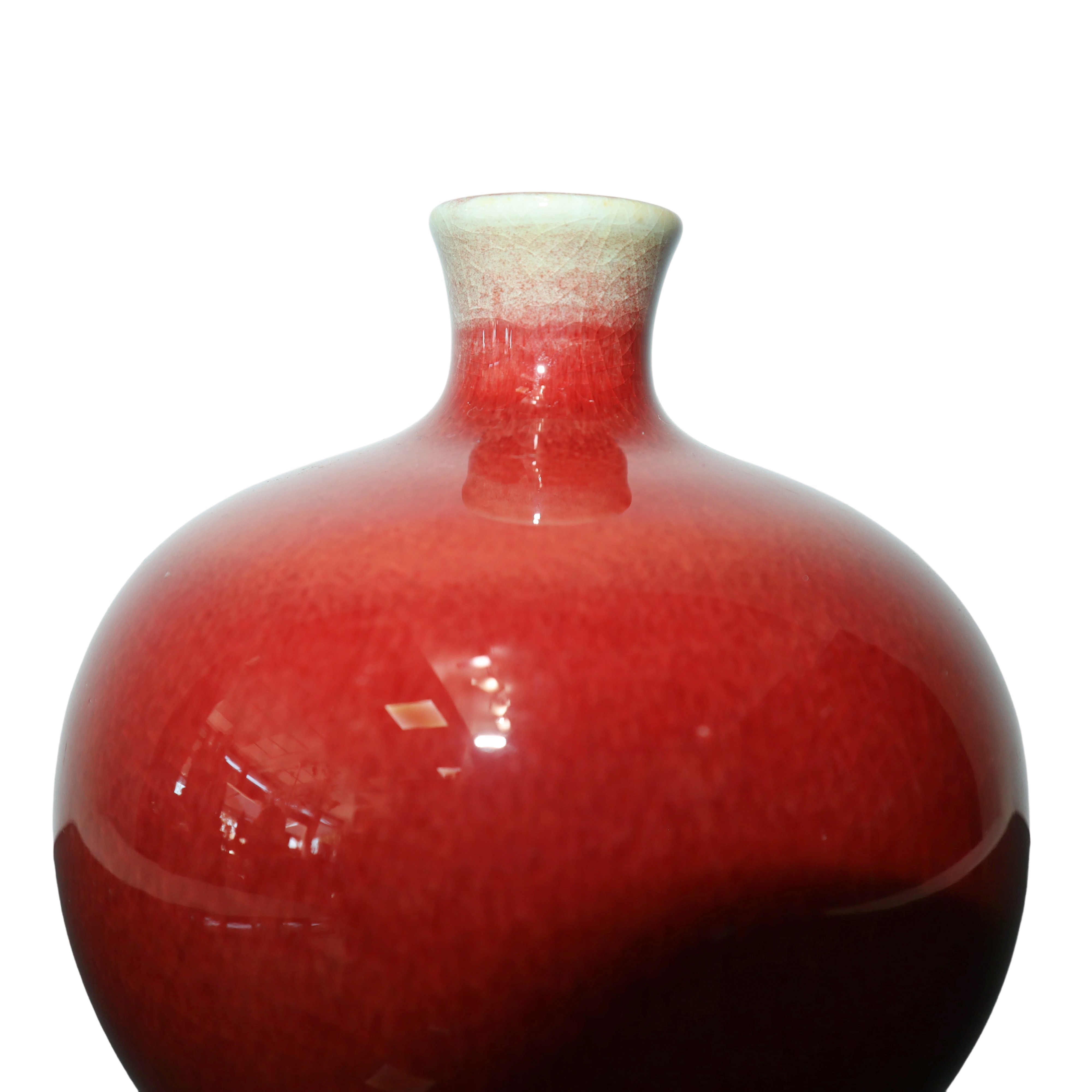 Vaso Cinese Rosso Sangue di Bue a Forma di Mela