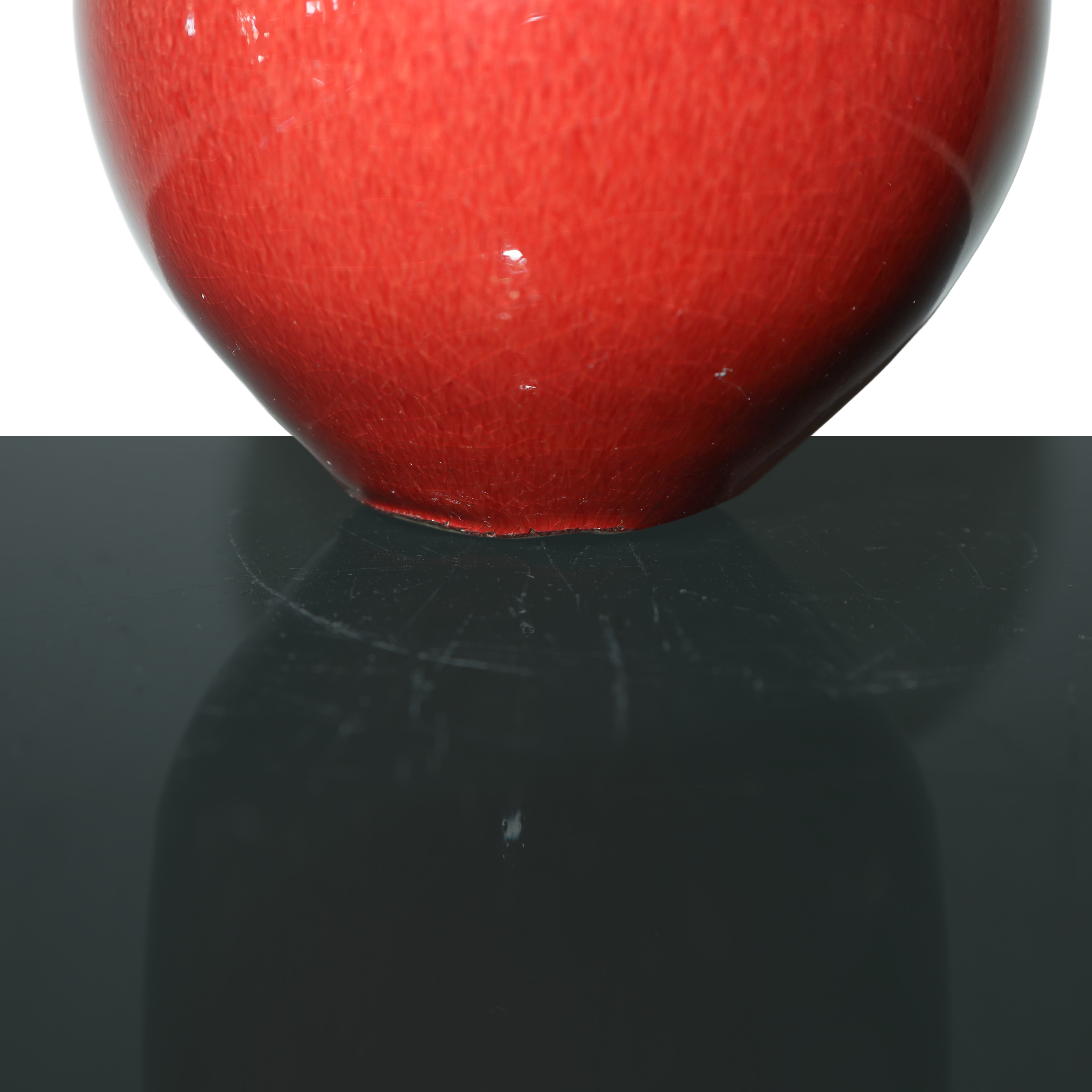 Vaso Cinese Rosso Sangue di Bue a Forma di Mela