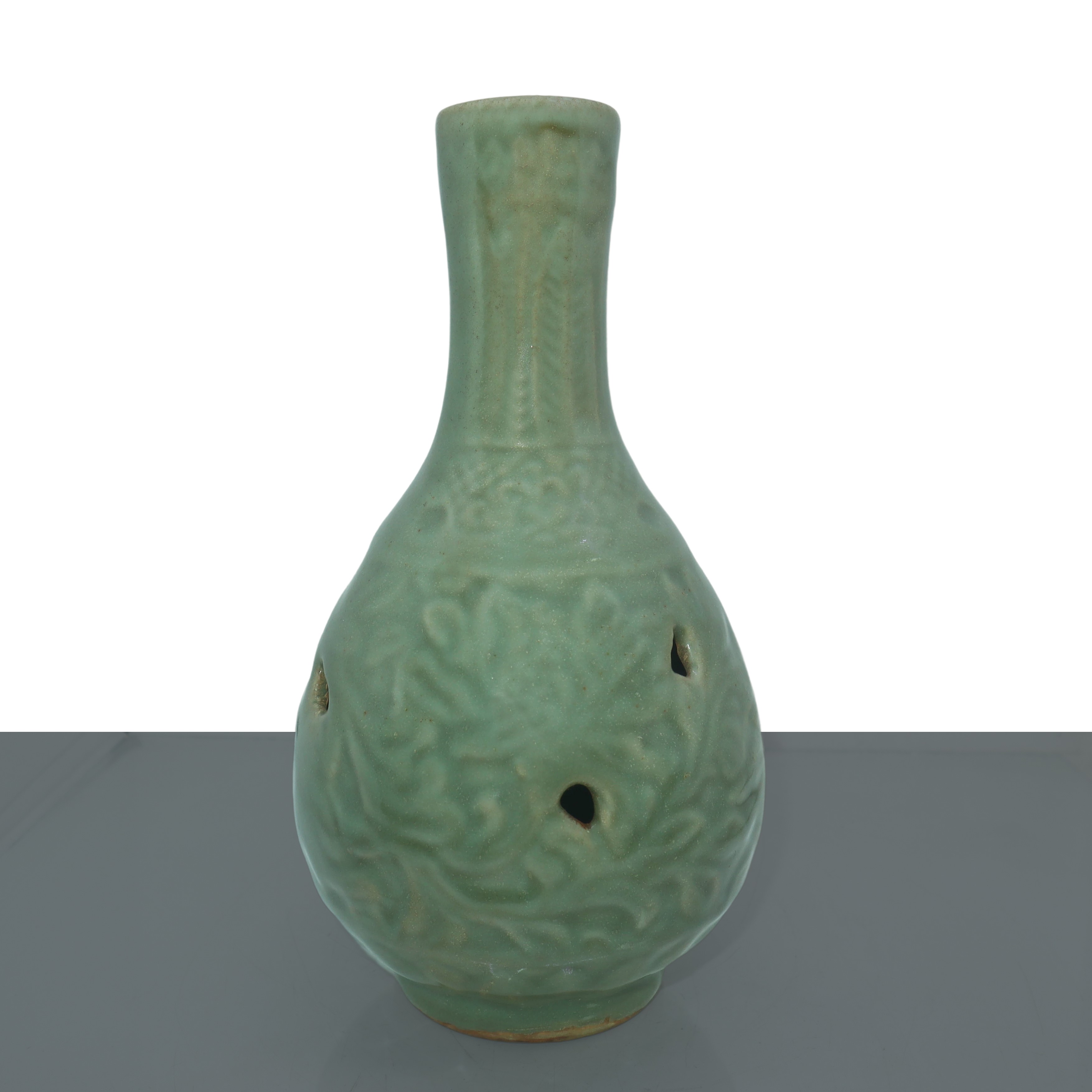 Forno Longquan, vaso celadon smaltato nei toni del verde