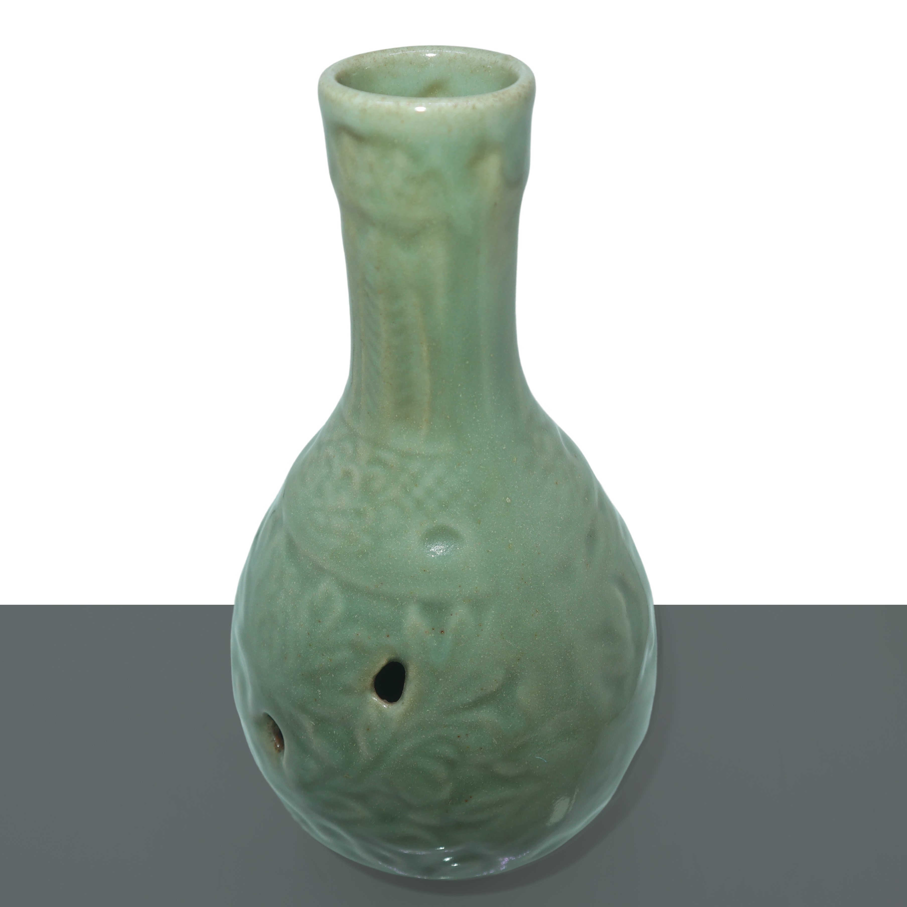 Forno Longquan, vaso celadon smaltato nei toni del verde