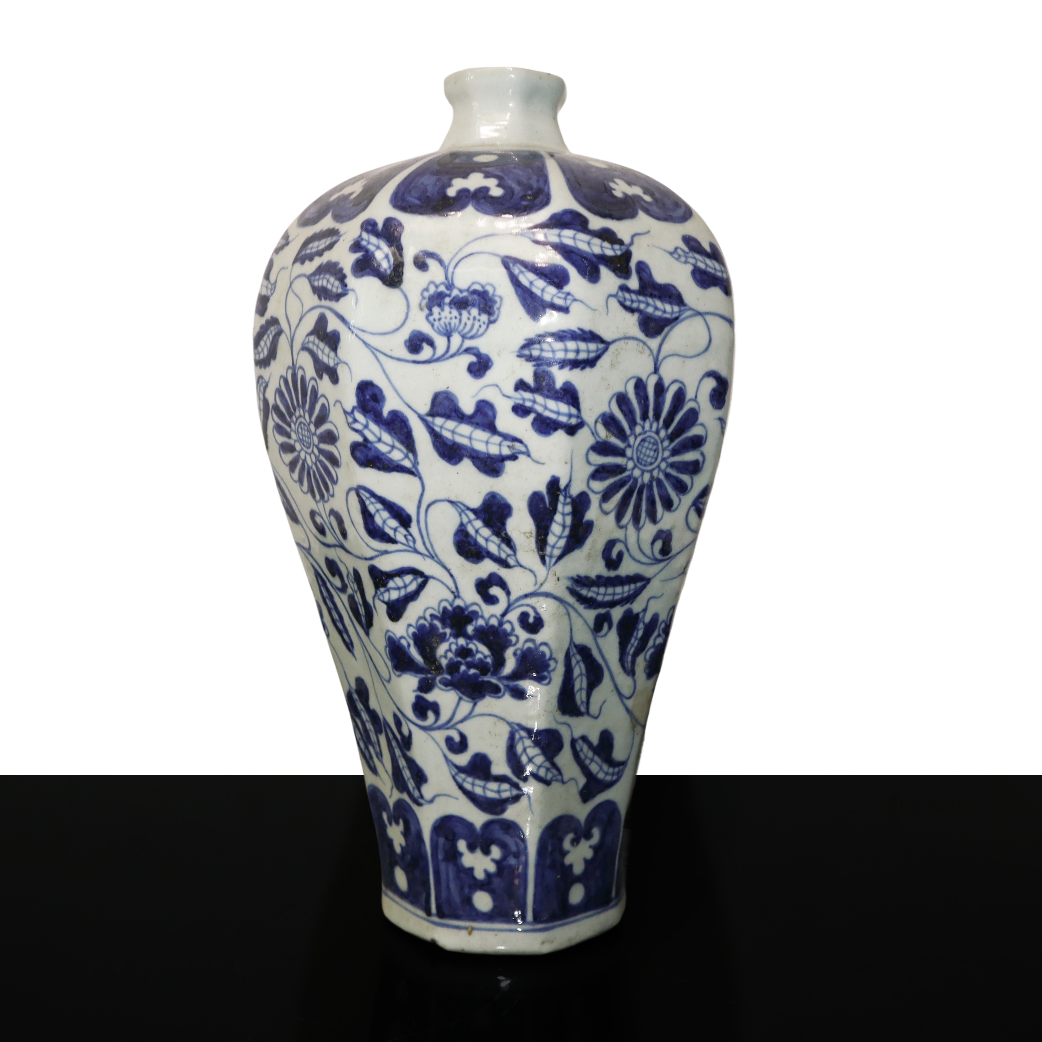 Vaso cinese meiping nei toni del blu e bianco