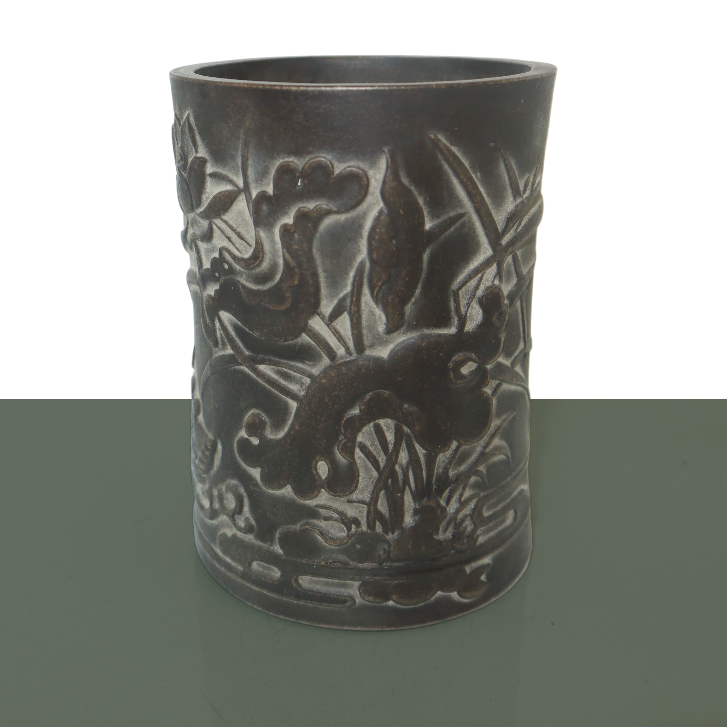 Portapenne e tazza per il thè in argilla viola Yixing