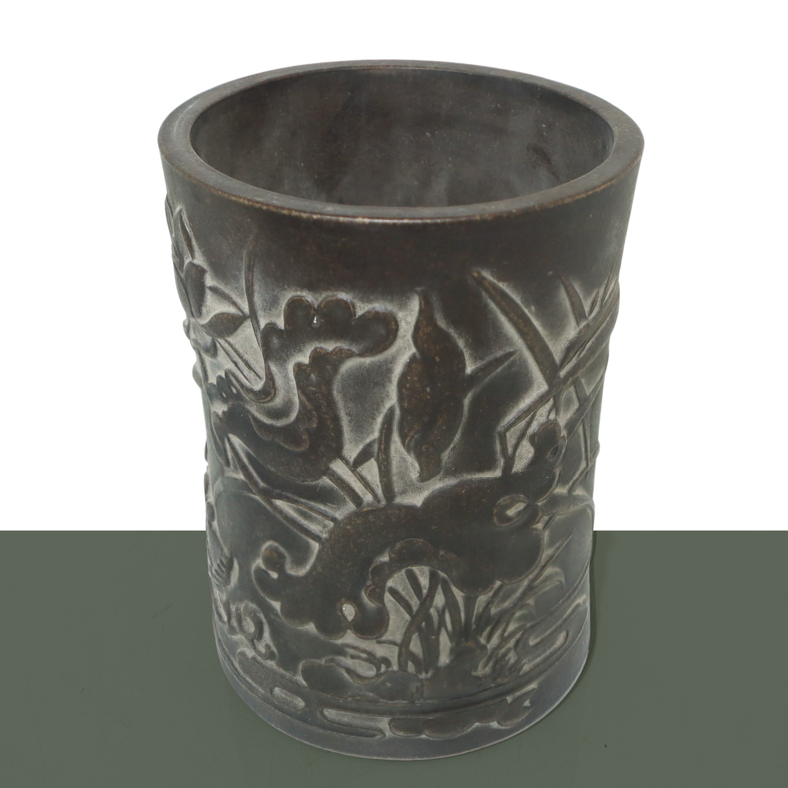 Portapenne e tazza per il thè in argilla viola Yixing