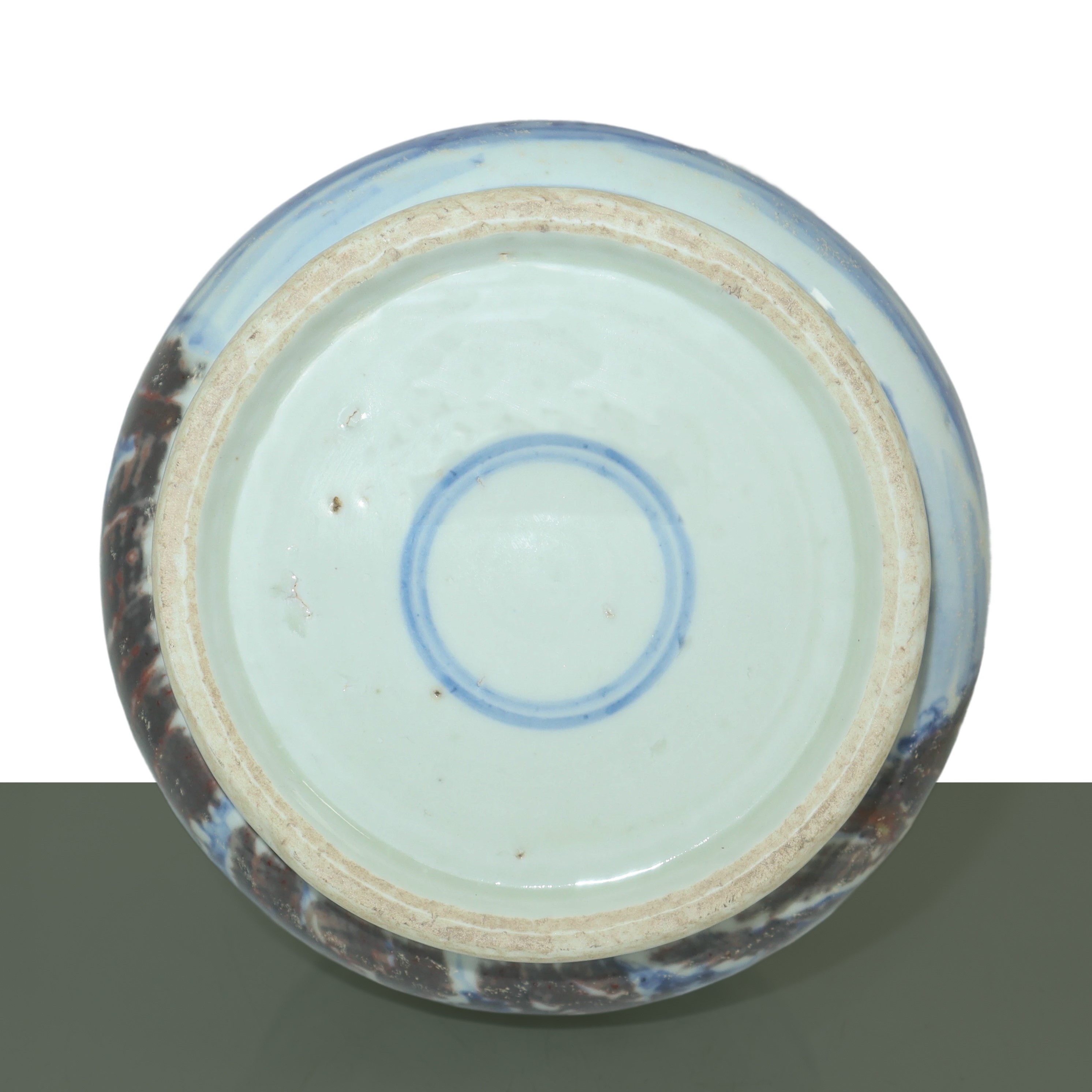 Bruciatore di incenso nei toni blu e bianco con figure