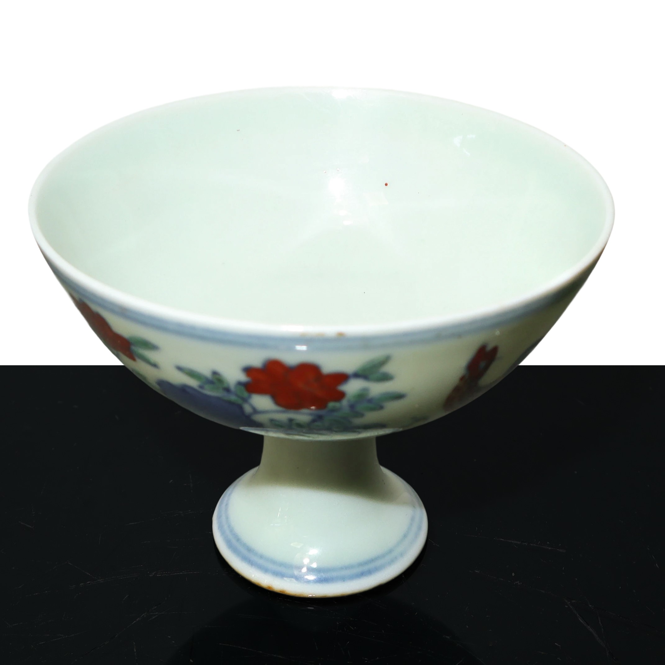 N'3 Coppette in Porcellana Cinese con Decori Floreali