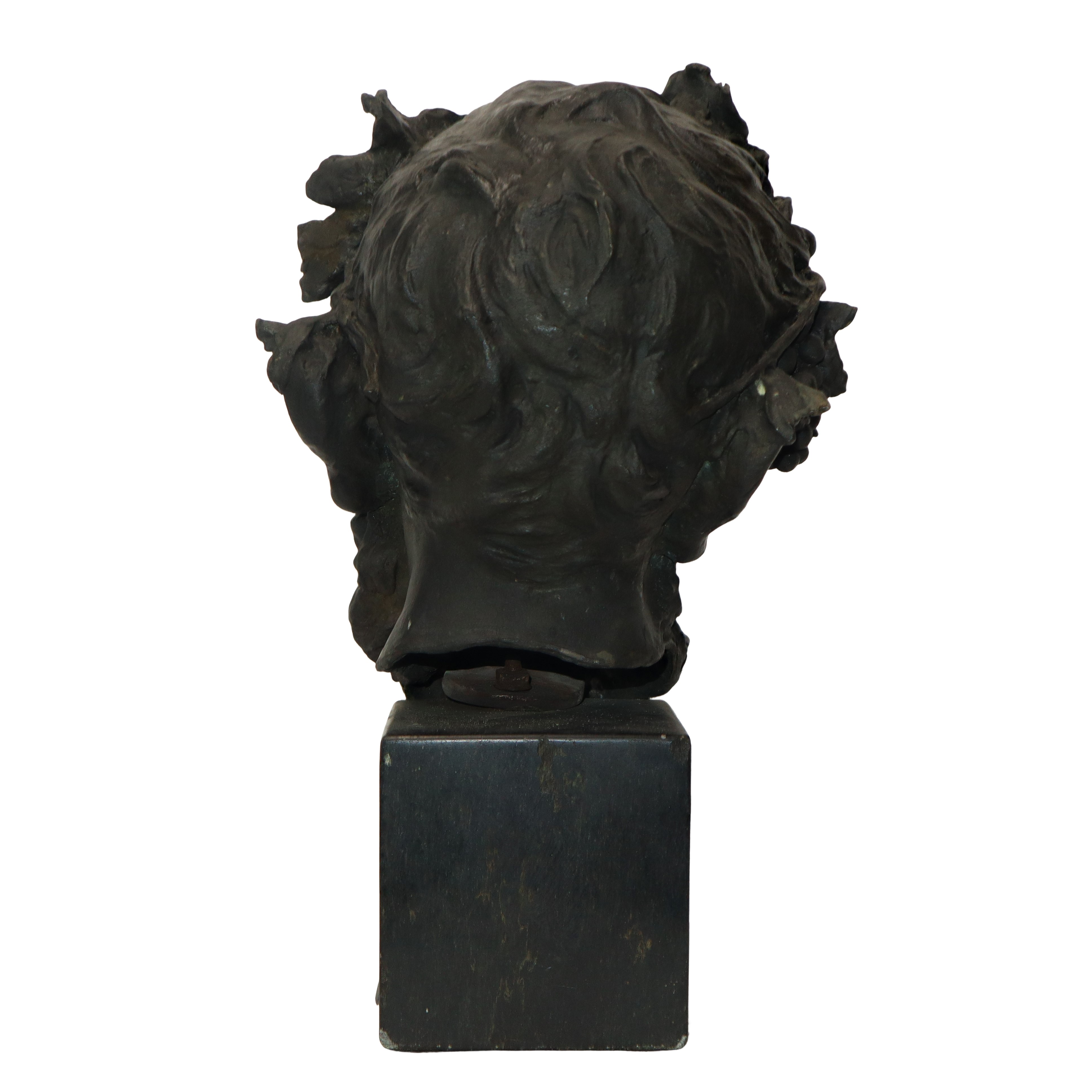 Testa di satiro, scultura in bronzo