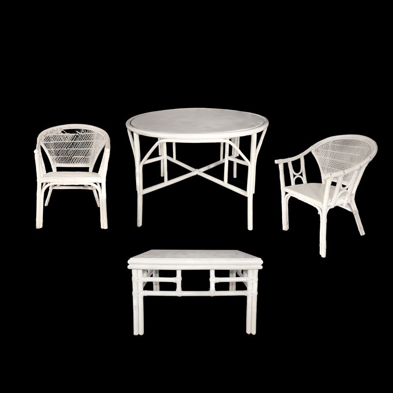 Salotto in Rattan Laccato Bianco