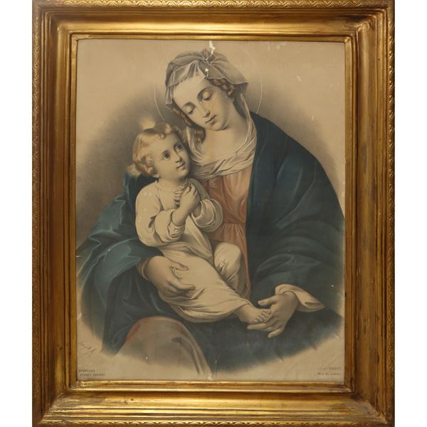 Gilded wooden frame with print