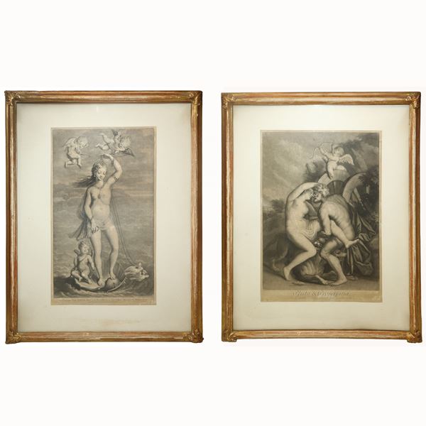 John Smith - Coppia di incisioni: la Nascita di Venere, Plutone e Proserpina