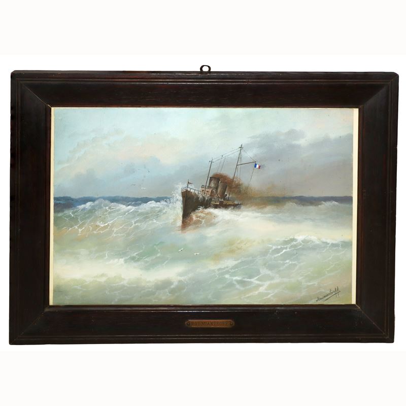 Vapore francese in mare in tempesta