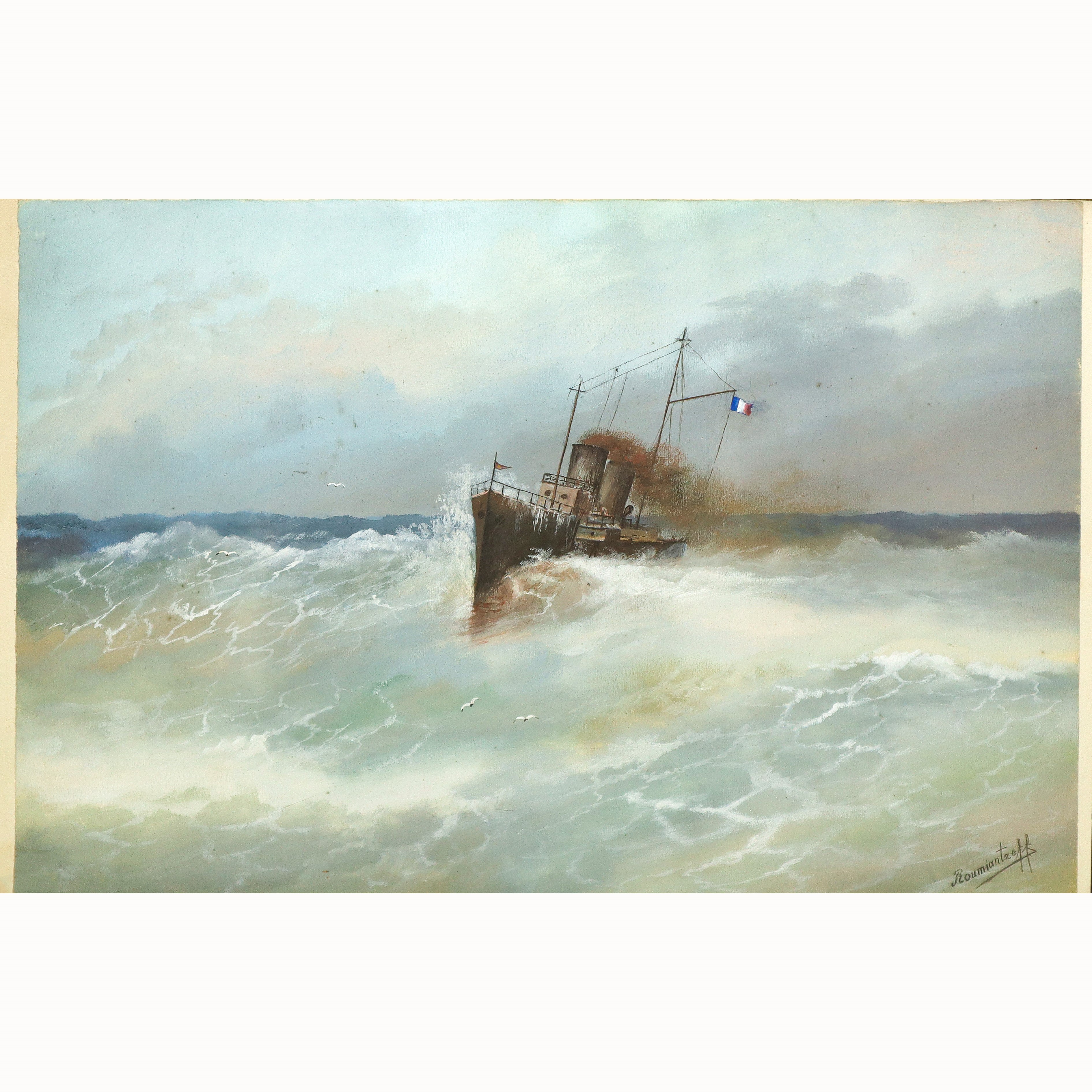 Vapore francese in mare in tempesta