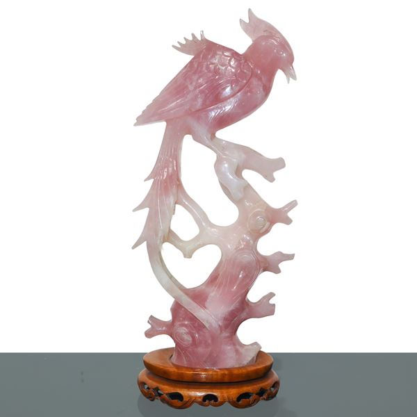 Pappagallo in quarzo rosa