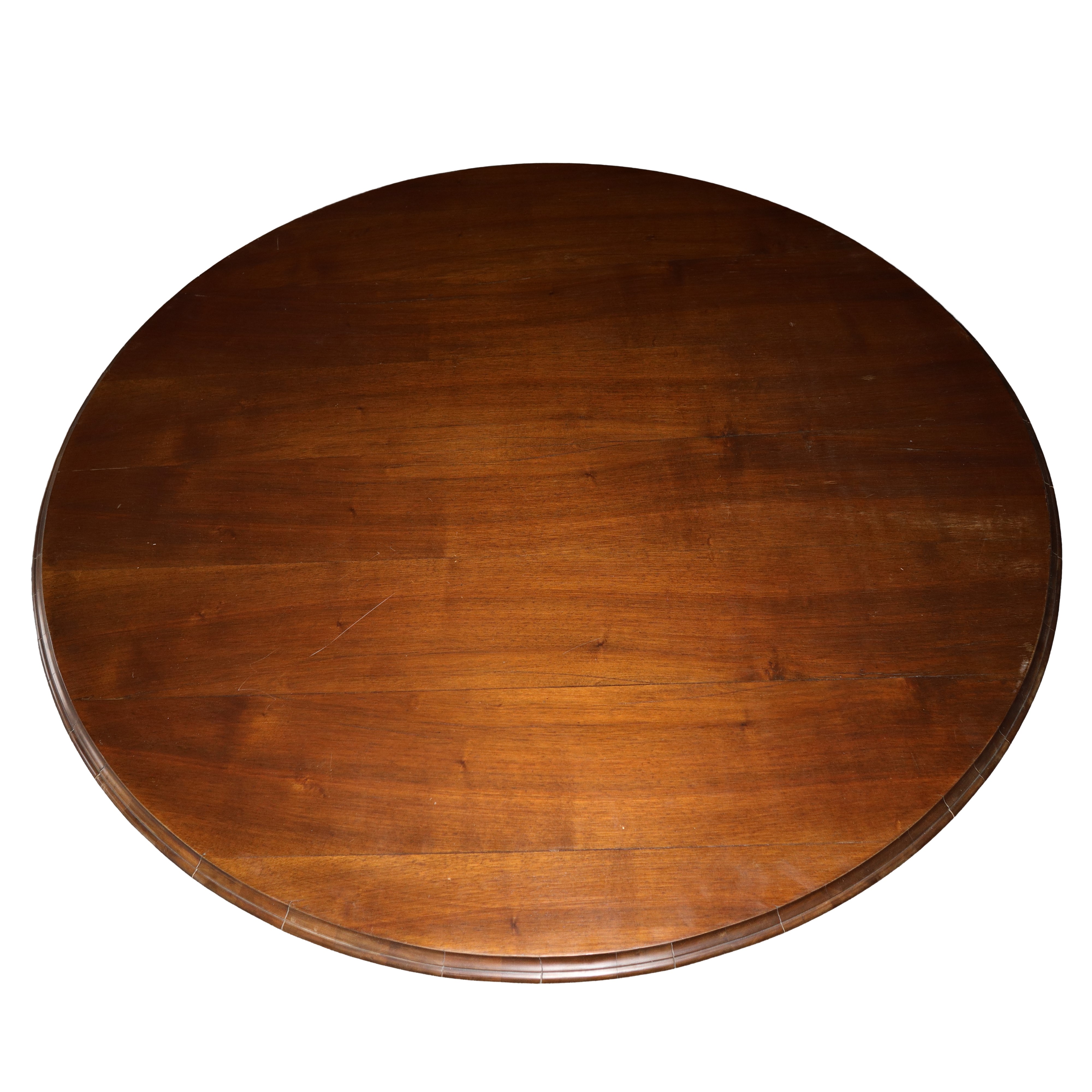 Tavolo allungabile con sostegno con triplice scultura, piano con balza scolpita