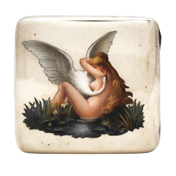 800 silver cigarette case with Leda and the swan