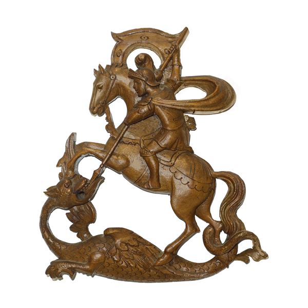 St. George and the Dragon, wooden sculpture