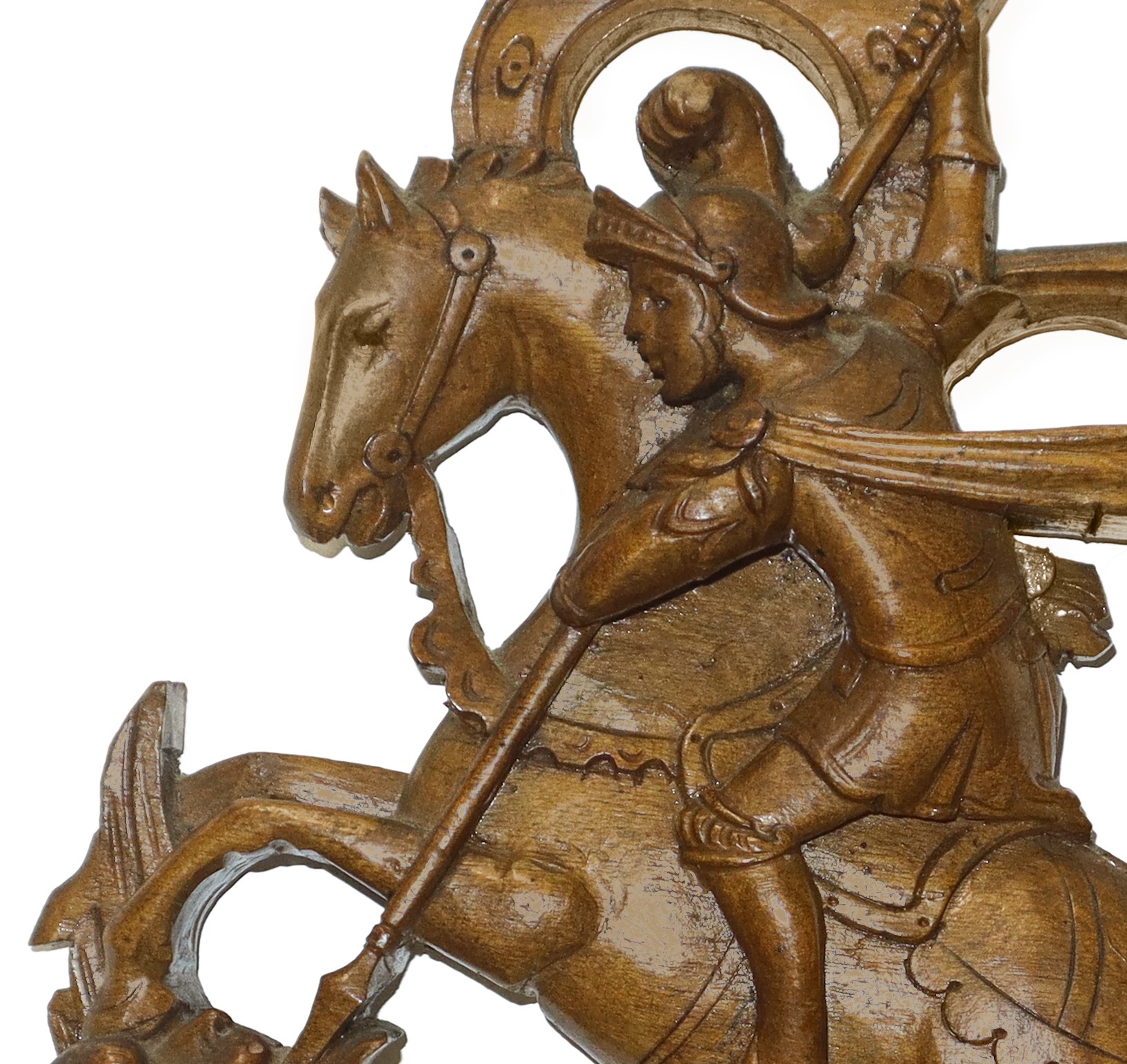 San Giorgio e il drago, scultura in legno