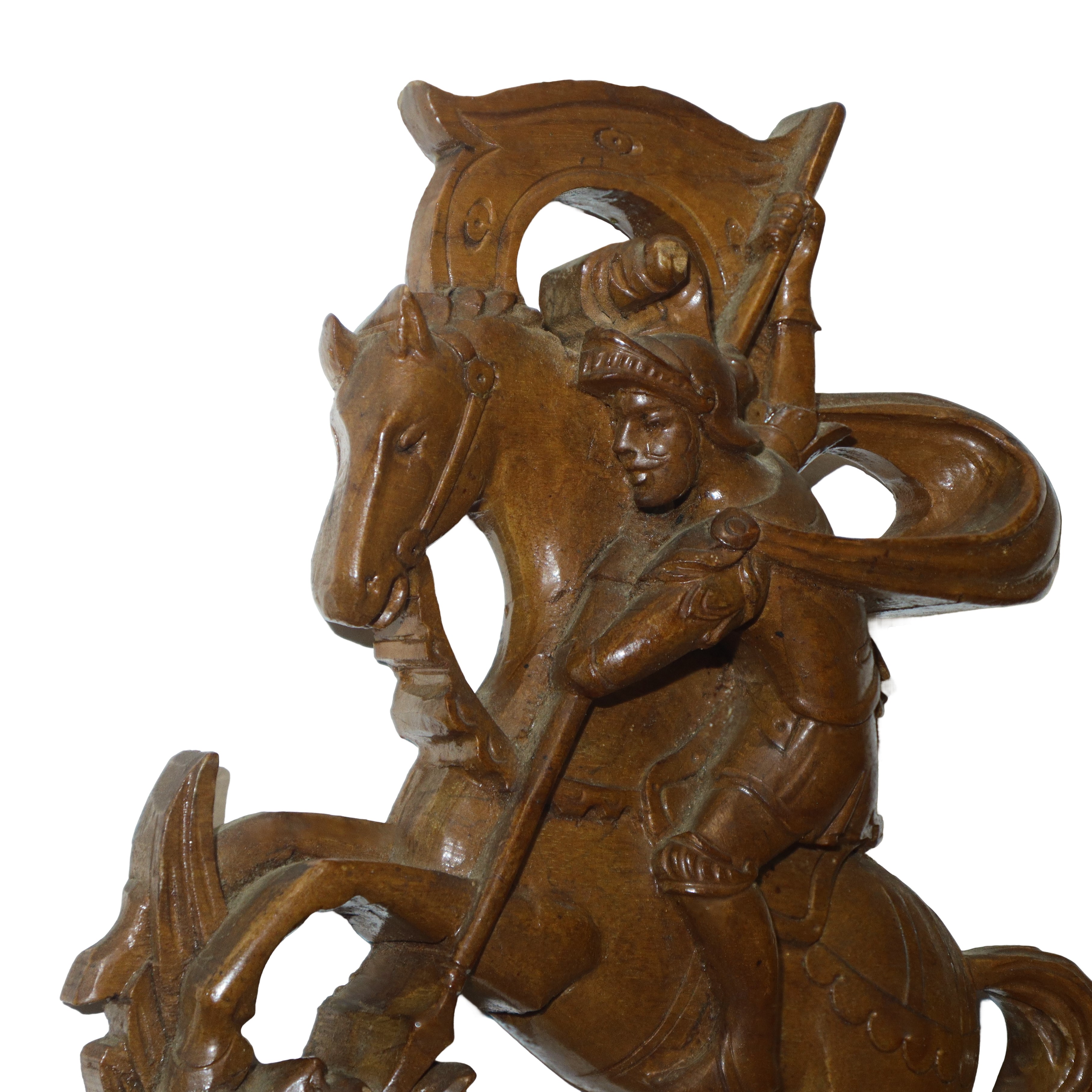 San Giorgio e il drago, scultura in legno