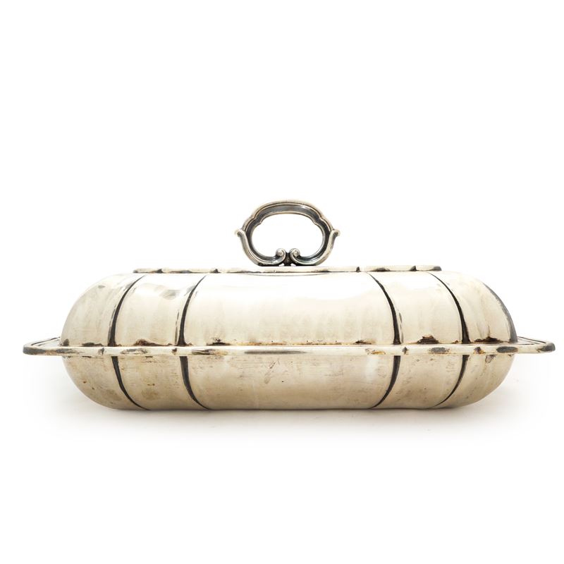 Legumiera in argento 800 con coperchio