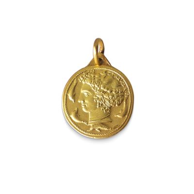 Medaglietta in oro 750, gr. 2,9
