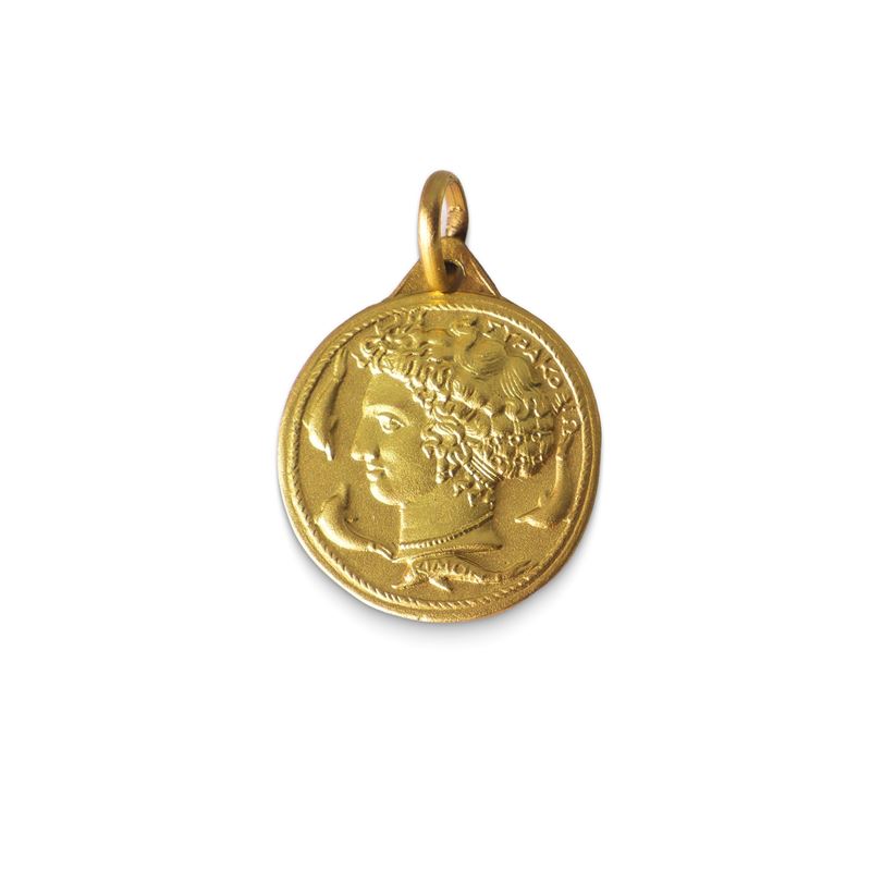 Medaglietta in oro 750, gr. 2,9