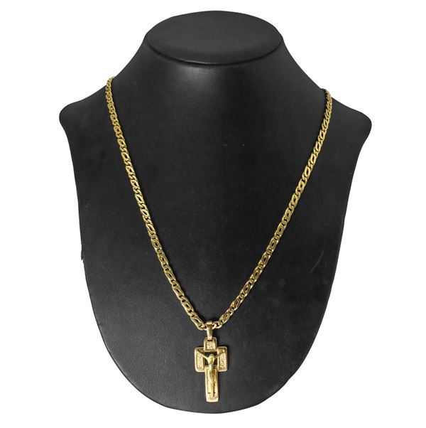 750 yellow gold necklace with crucifix