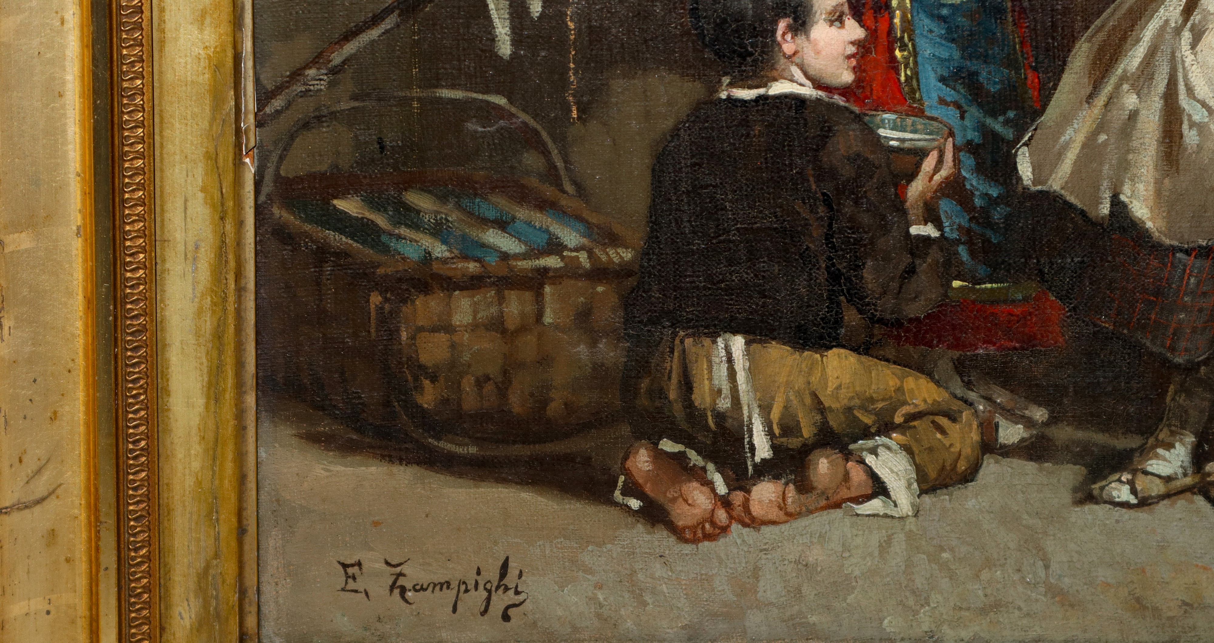 Scena d'interno con bambini e gatto