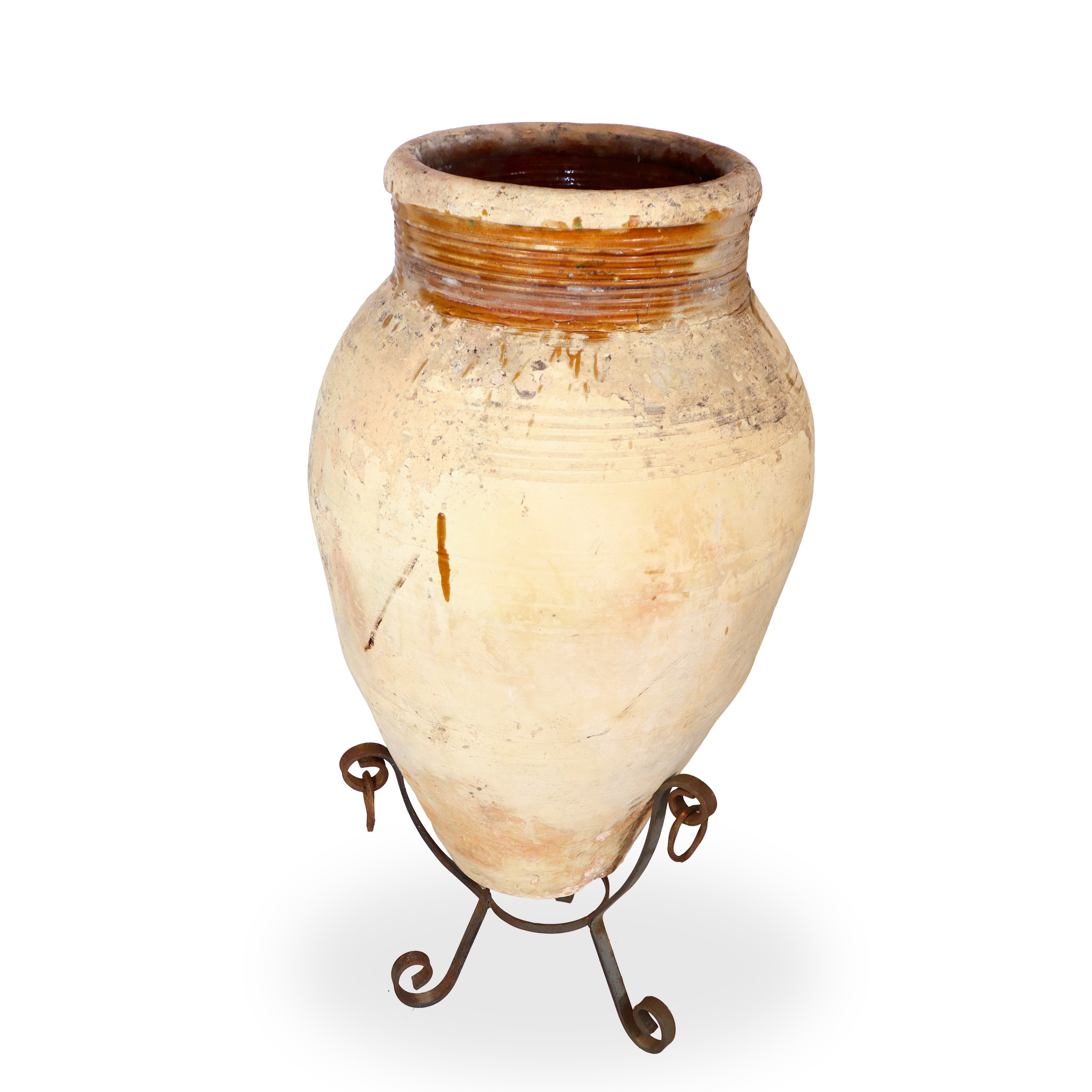 Giara in cotto con base in ferro