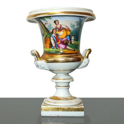Vaso a Cratere Policromo con Scene Arcadiche