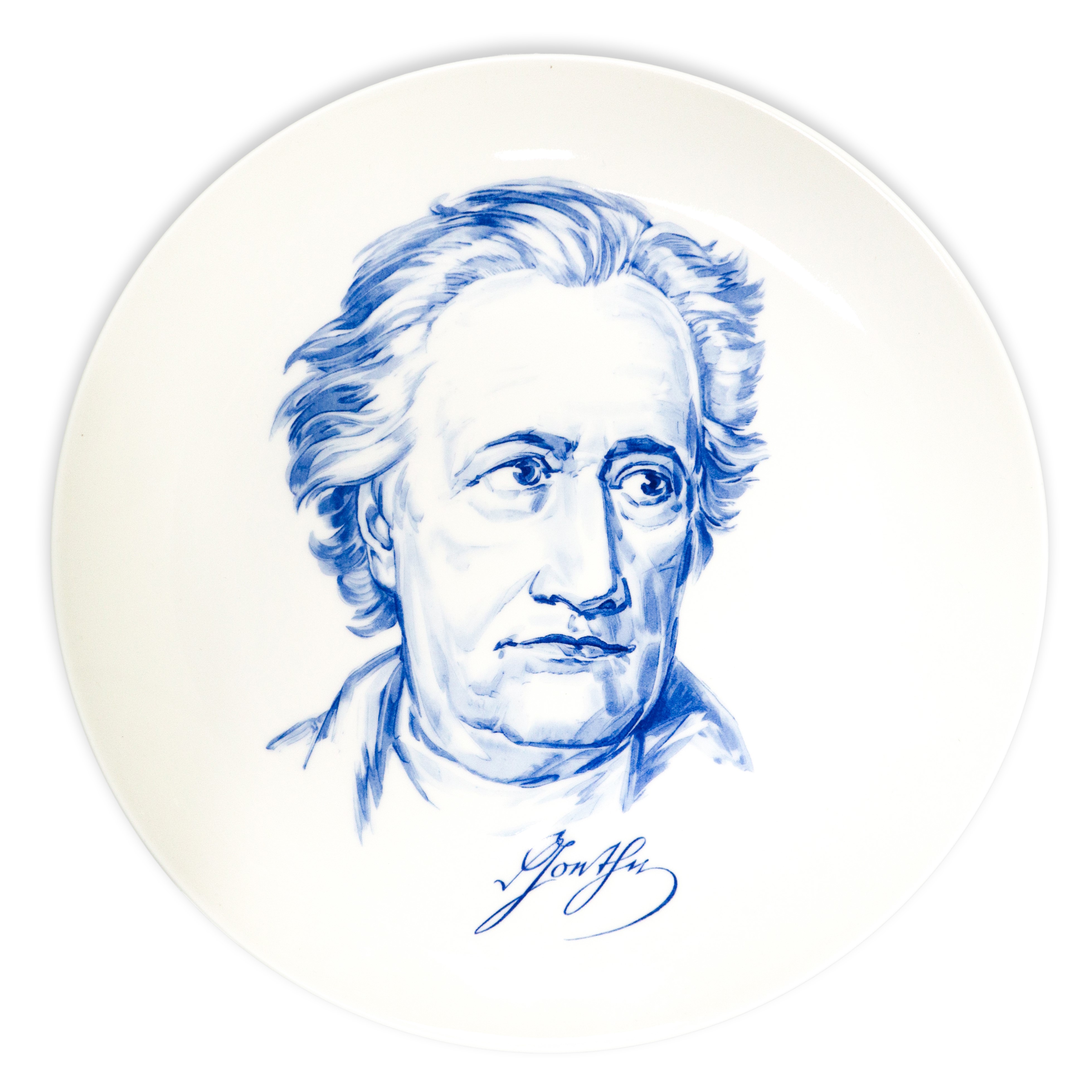 Porcelain Meissen - Gruppo di 4 piatti in porcellana con ritratti di personalità illustri, anni '...