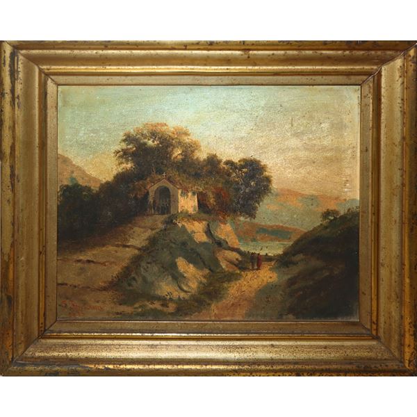 Carlo Fontana - Paesaggio con piccola chiesa sul mare