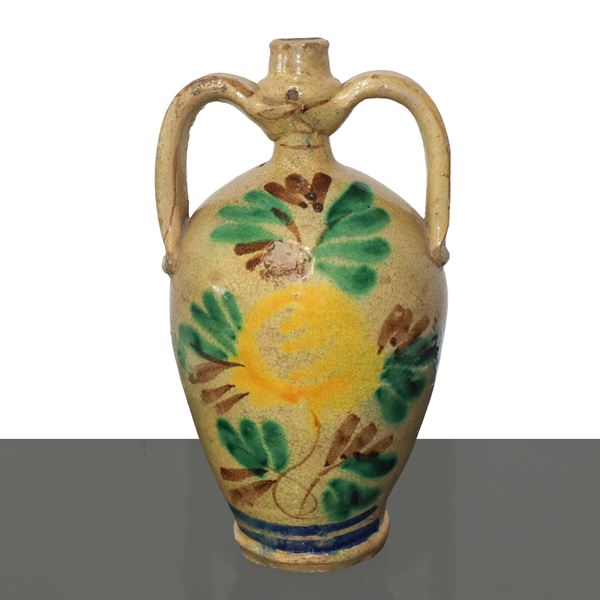 Bummulo in maiolica di Caltagirone con fiore borbonico sul fronte