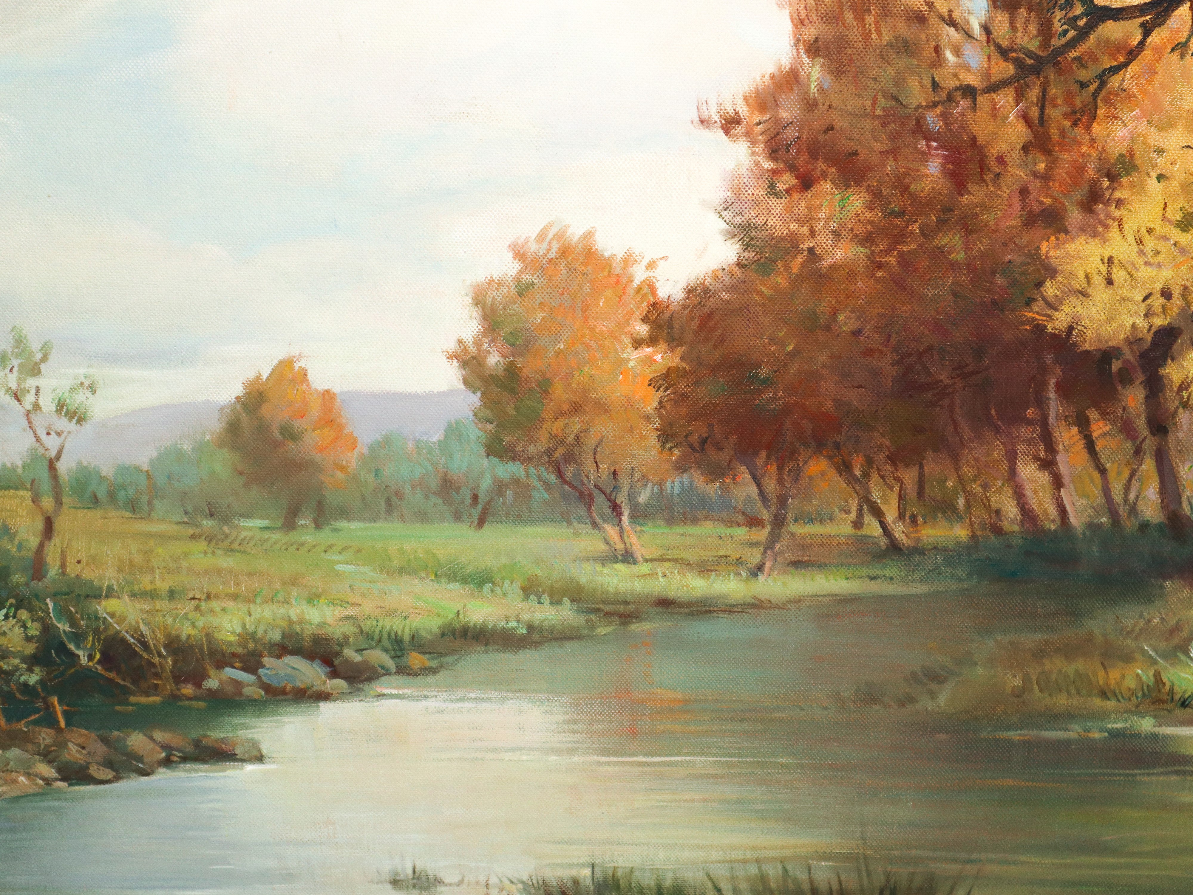 Emanuele di Giovanni - Paesaggio Fluviale con Alberi e Casa