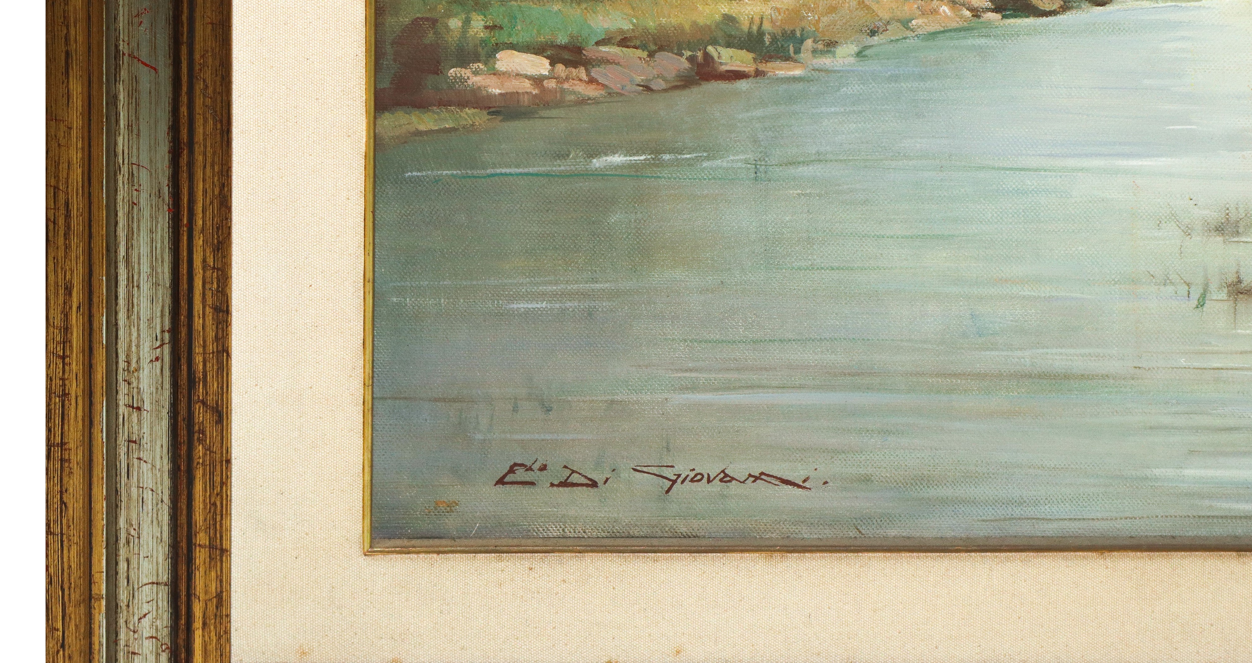 Emanuele di Giovanni - Paesaggio Fluviale con Alberi e Casa