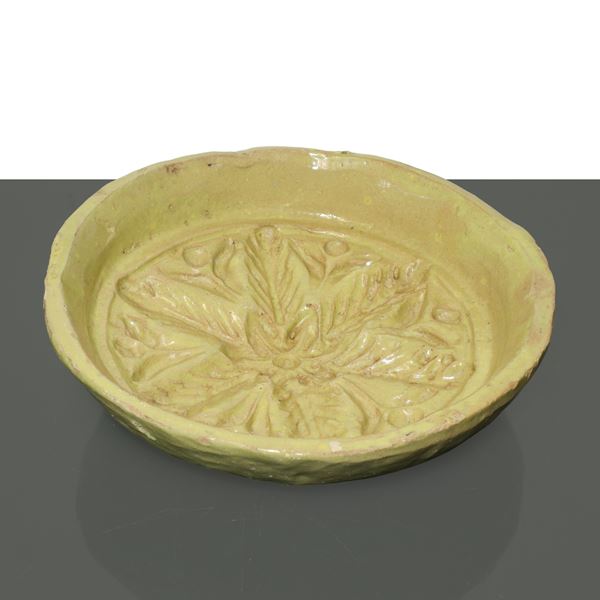 Grande formella da mostarda in maiolica di Caltagirone