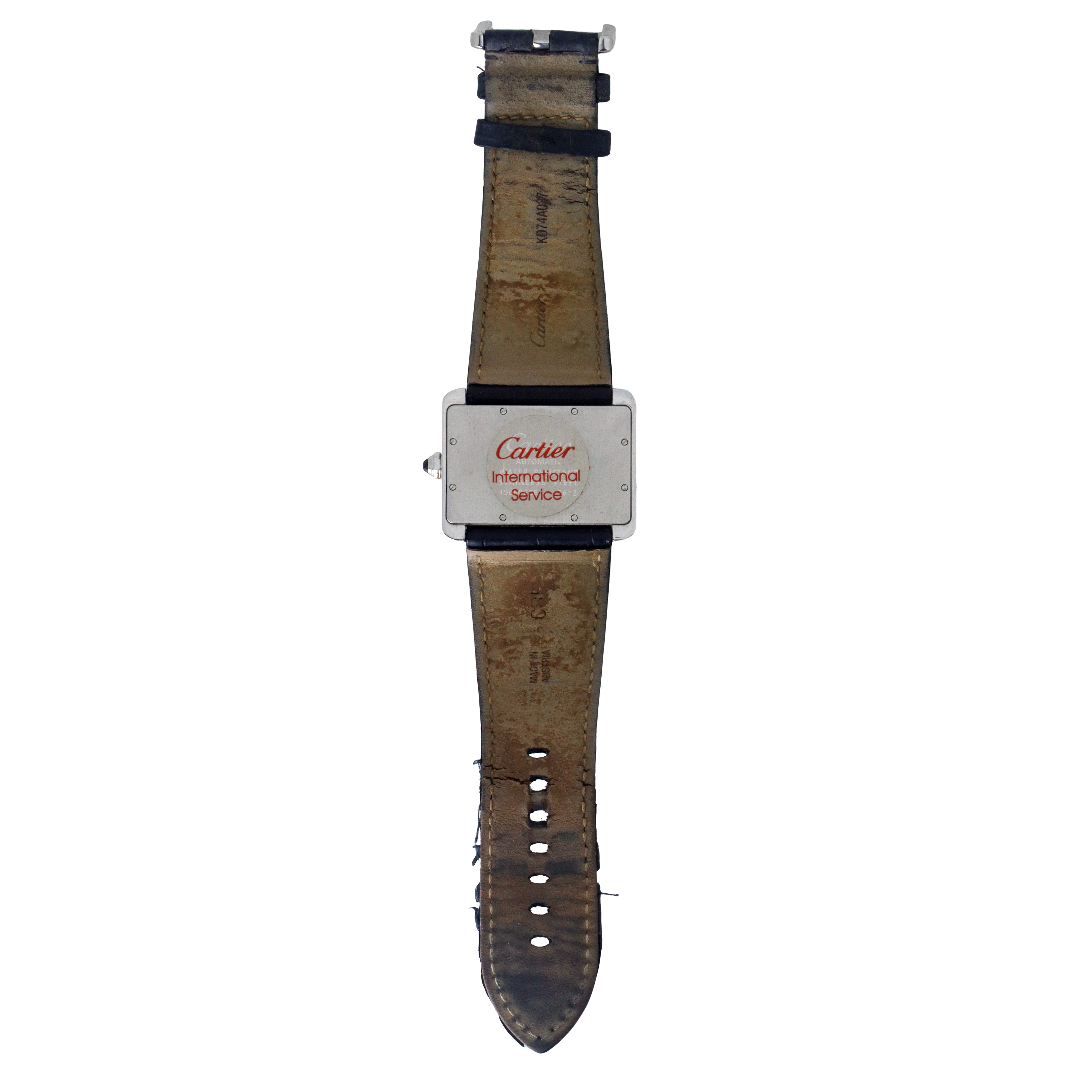 Orologio modello Tank Divan Automatic in acciaio inox con cinturino in pelle nero