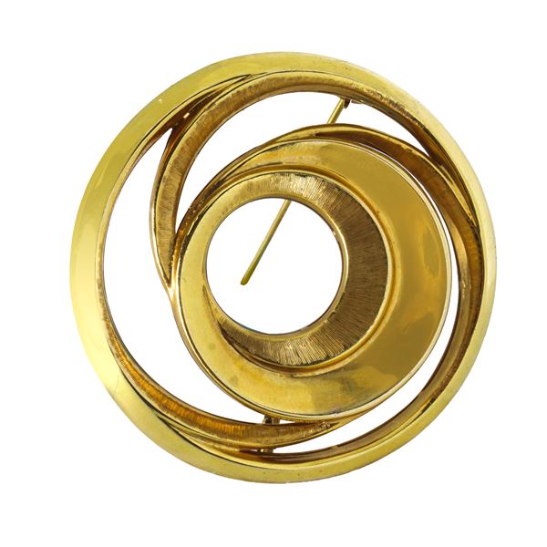 Yellow Gold Spiral Brooch
