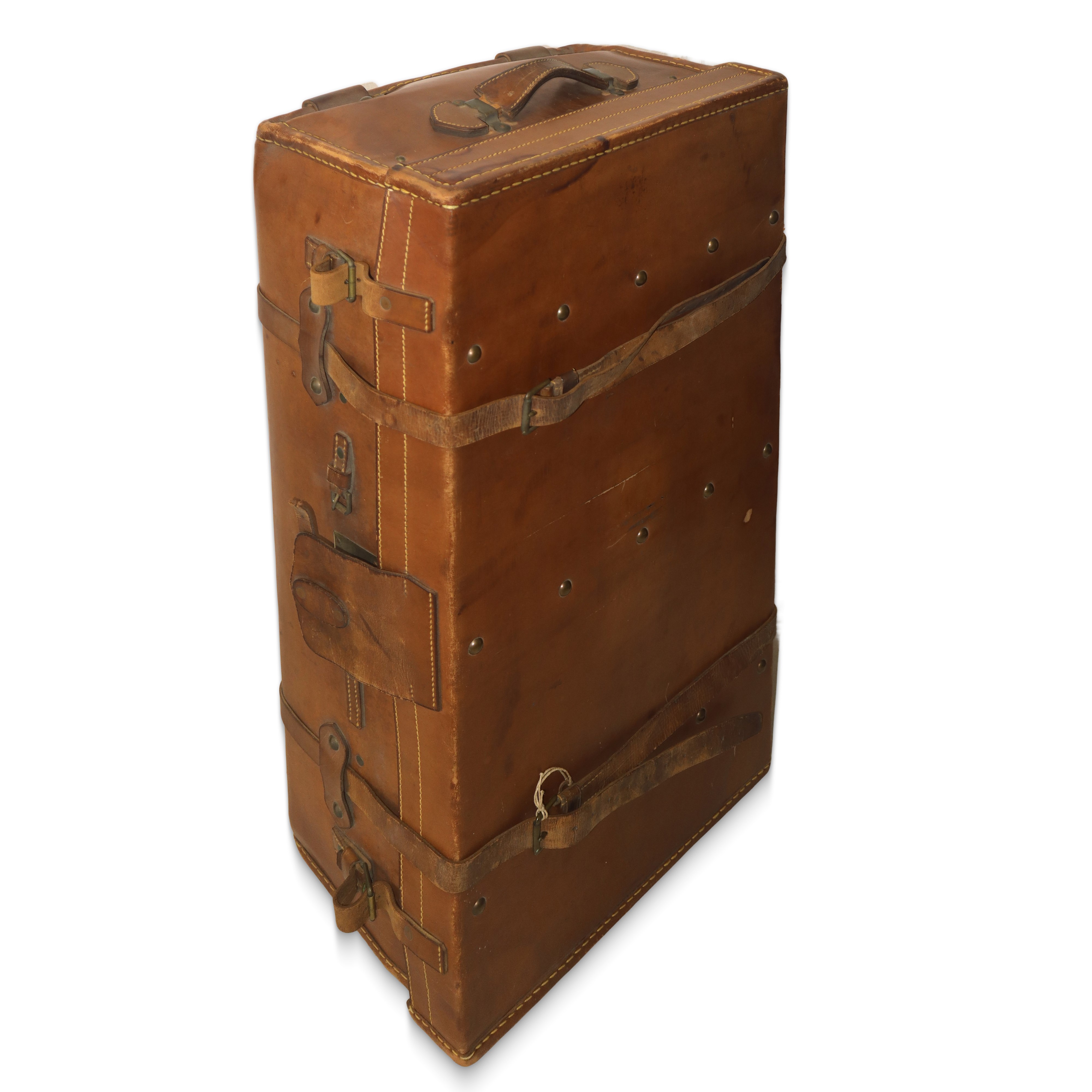 Baule da viaggio vintage in pelle con fibbie