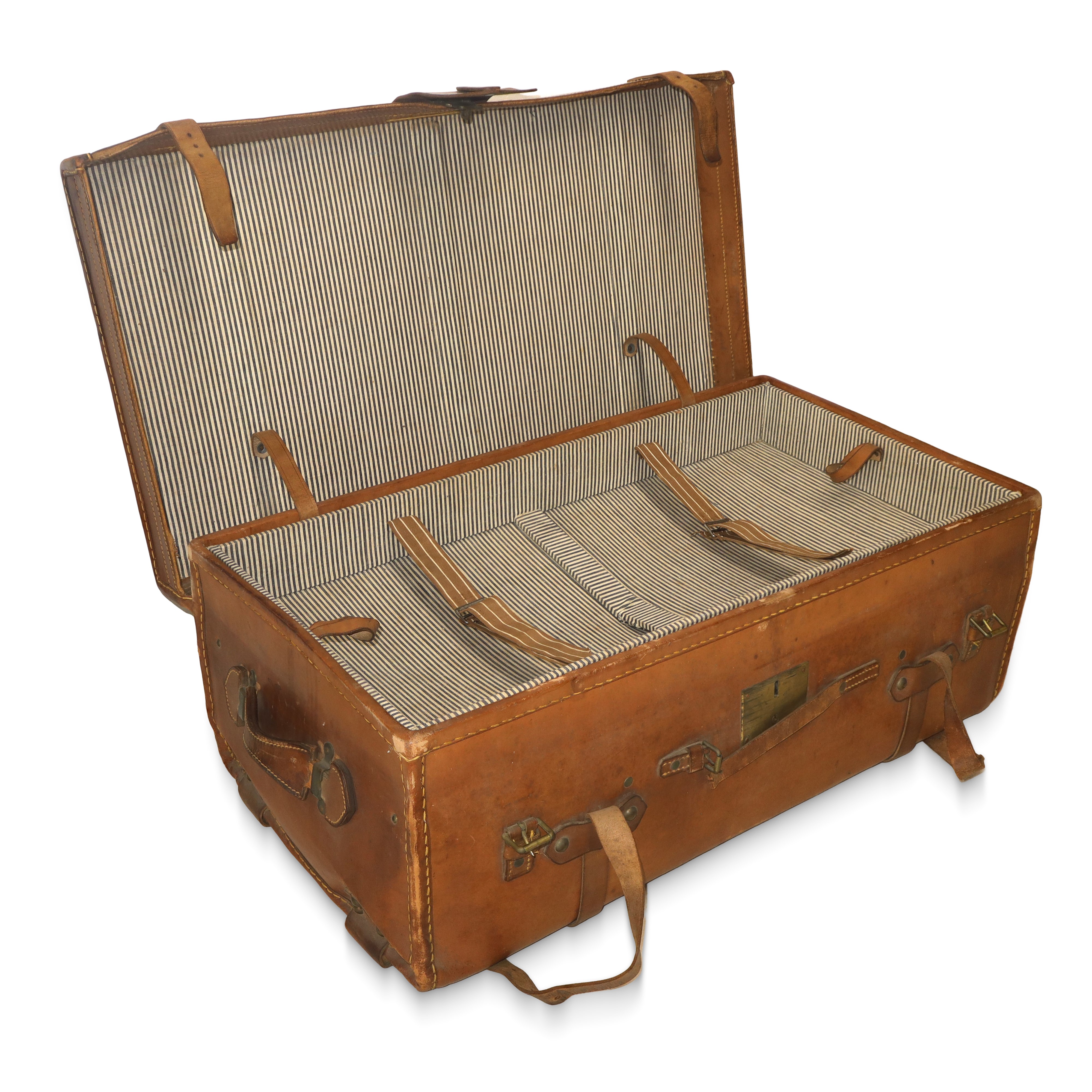 Baule da viaggio vintage in pelle con fibbie