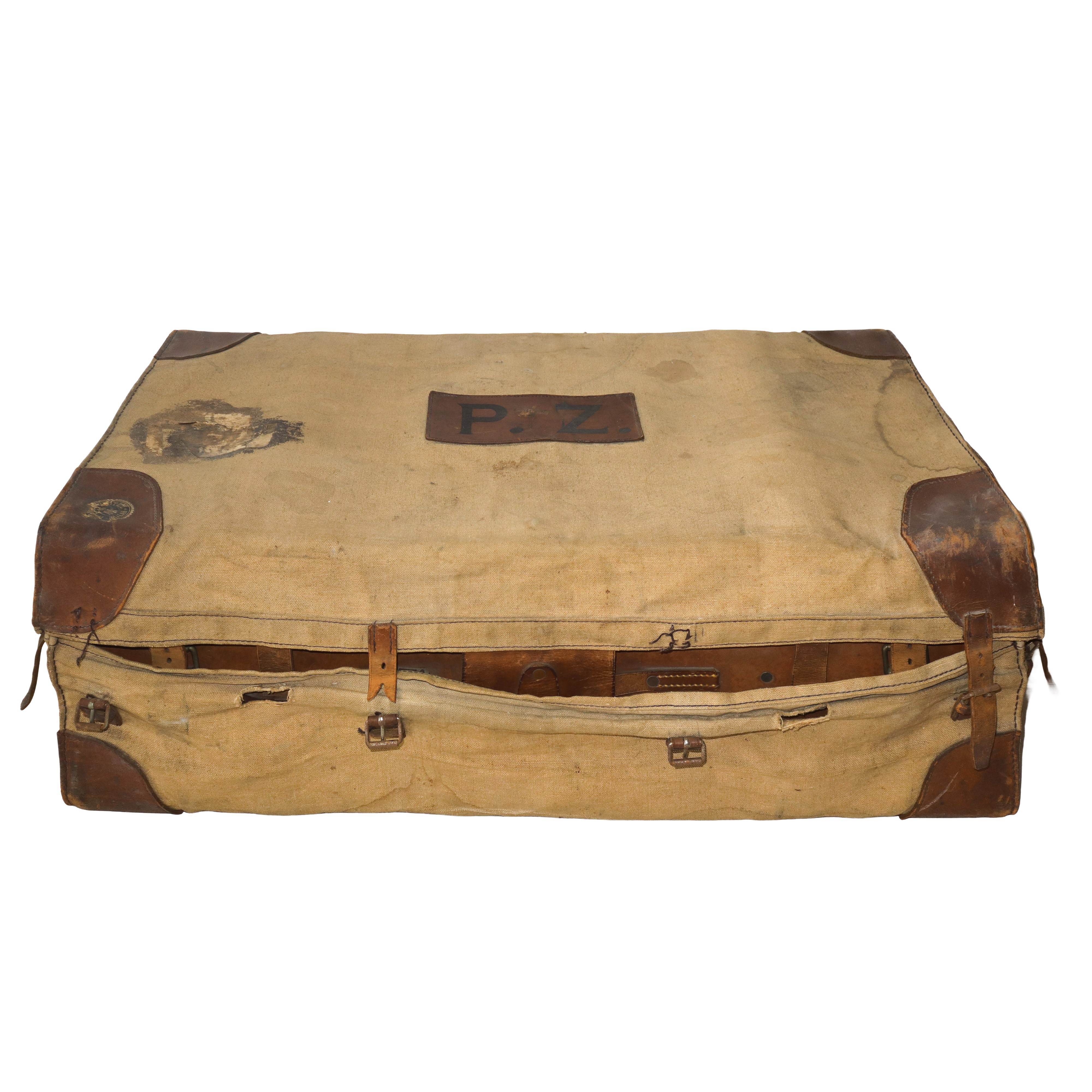 Baule da viaggio vintage in pelle con fibbie