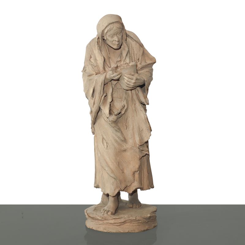 Vecchia con vaso in mano