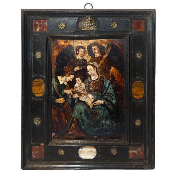 Small nativity with two angels